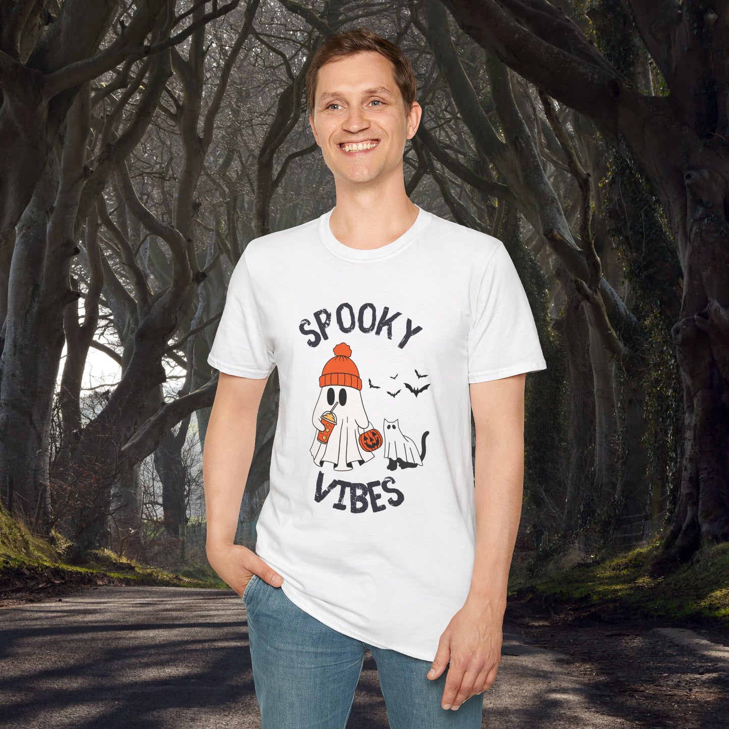 Spooky Vibes Only, Sweet Haunts and Silly Spirits T-Shirt, Halloween T-Shirt, Cute Ghost Tee, Fall Fashion, Cozy Halloween Shirt