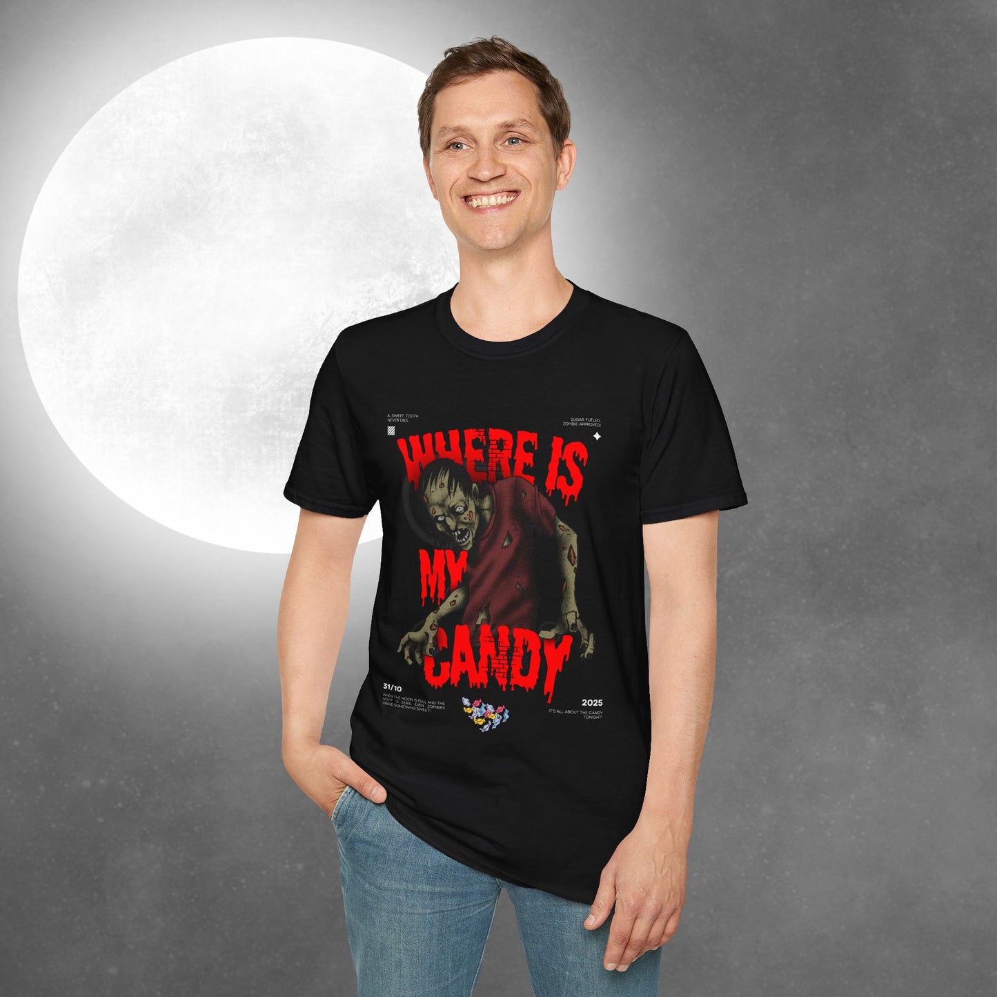Where Is My Candy Halloween T-Shirt, Graphic Tee, Unisex Softstyle T-Shirt, Halloween Costume, Trick or Treat Shirt, Fun Scary Apparel