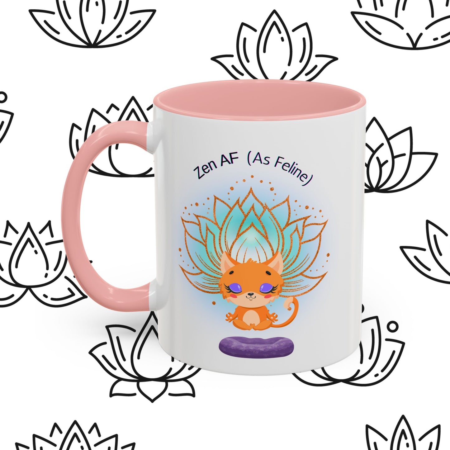 Zen AF (As Feline) Coffee Mug - Cute Cat Mug, Relaxation Gift for Cat Lovers, Tea Lover Gift, Yoga Mug, Pet Themed Mug