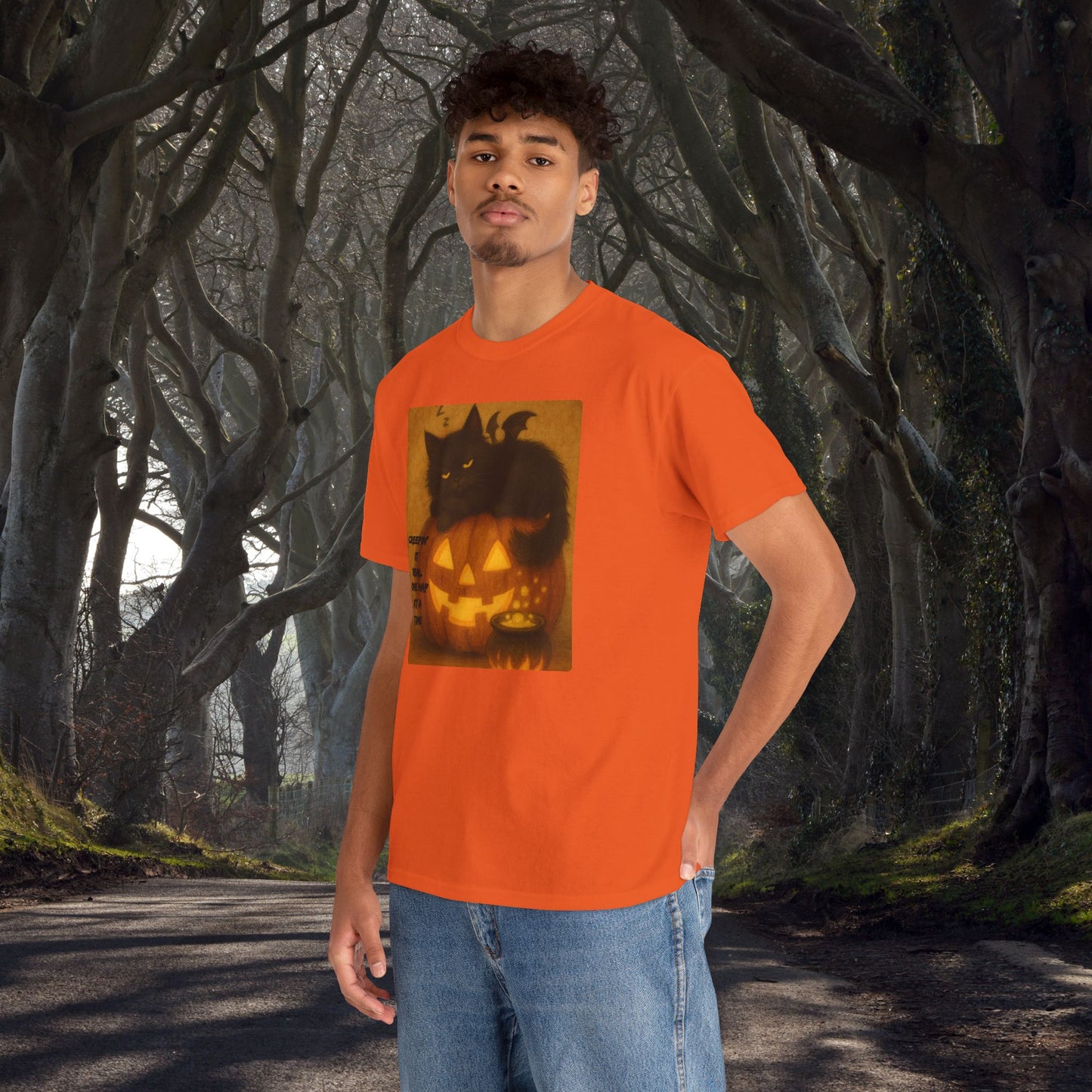 Creepin' It Real, One Nap at a Time - Halloween Cat Tee, Spooky Shirt, Perfect for Halloween Parties, Gifts, Autumn Fashion, Witchy Cat Lovers