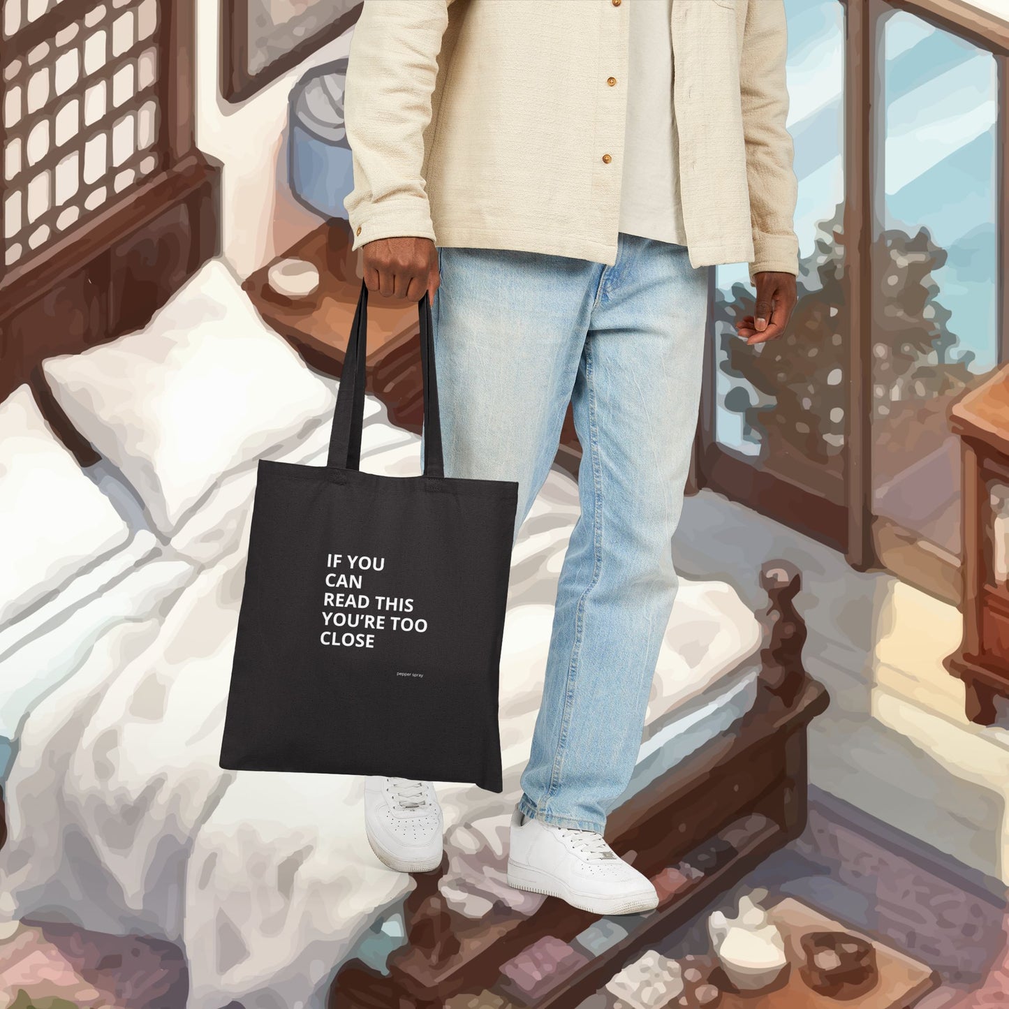 If You Can Read This...... Back Up, Sarcastic, Minimalist, Bold Cotton Canvas Tote Bag - Funny Quote Bag for Shopping, Beach, Gifts, Eco-Friendly and Everyday Use, Perfect for Friends or Family