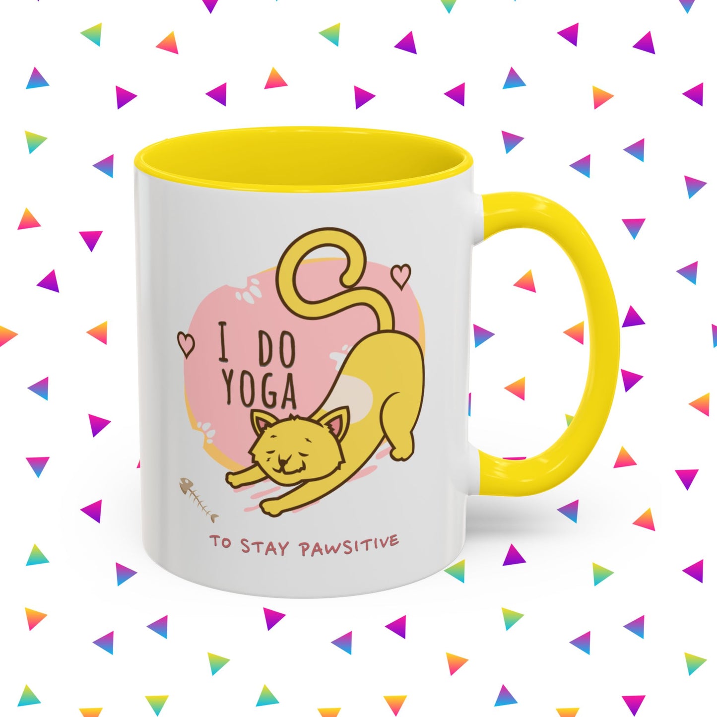 Pawsitive Vibes Coffee Mug - For Cat Lovers, Yoga Enthusiasts, Gift for Friends, Home Decor, Fun Kitchenware