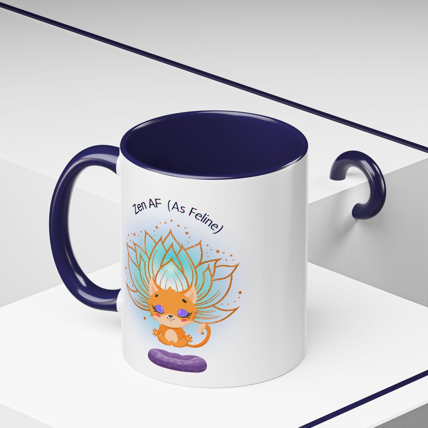 Zen AF (As Feline) Coffee Mug - Cute Cat Mug, Relaxation Gift for Cat Lovers, Tea Lover Gift, Yoga Mug, Pet Themed Mug
