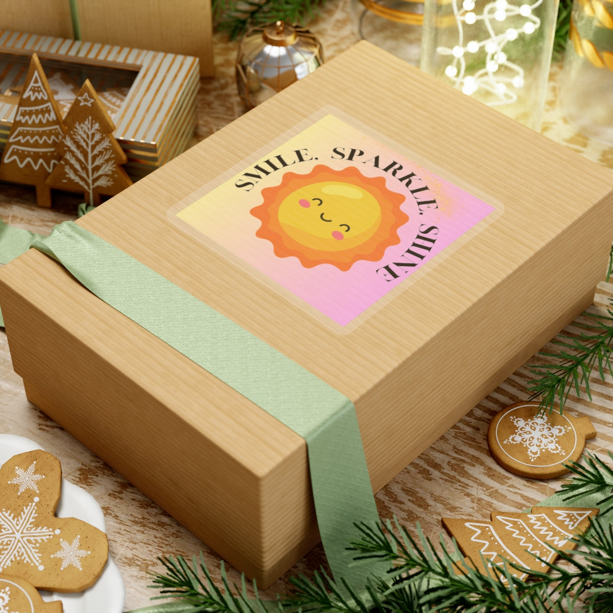 Smile Sparkle Shine Kiss-Cut Stickers - Cute Sun Design for Cheerful Personalization