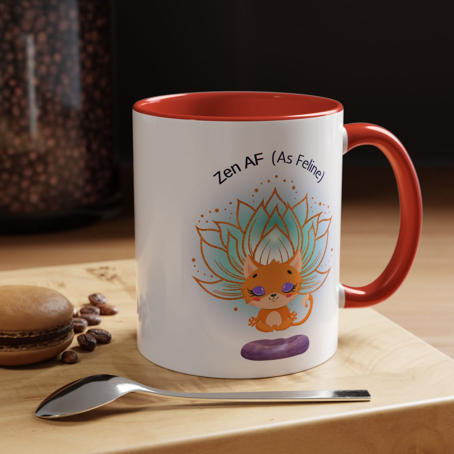 Zen AF (As Feline) Coffee Mug - Cute Cat Mug, Relaxation Gift for Cat Lovers, Tea Lover Gift, Yoga Mug, Pet Themed Mug