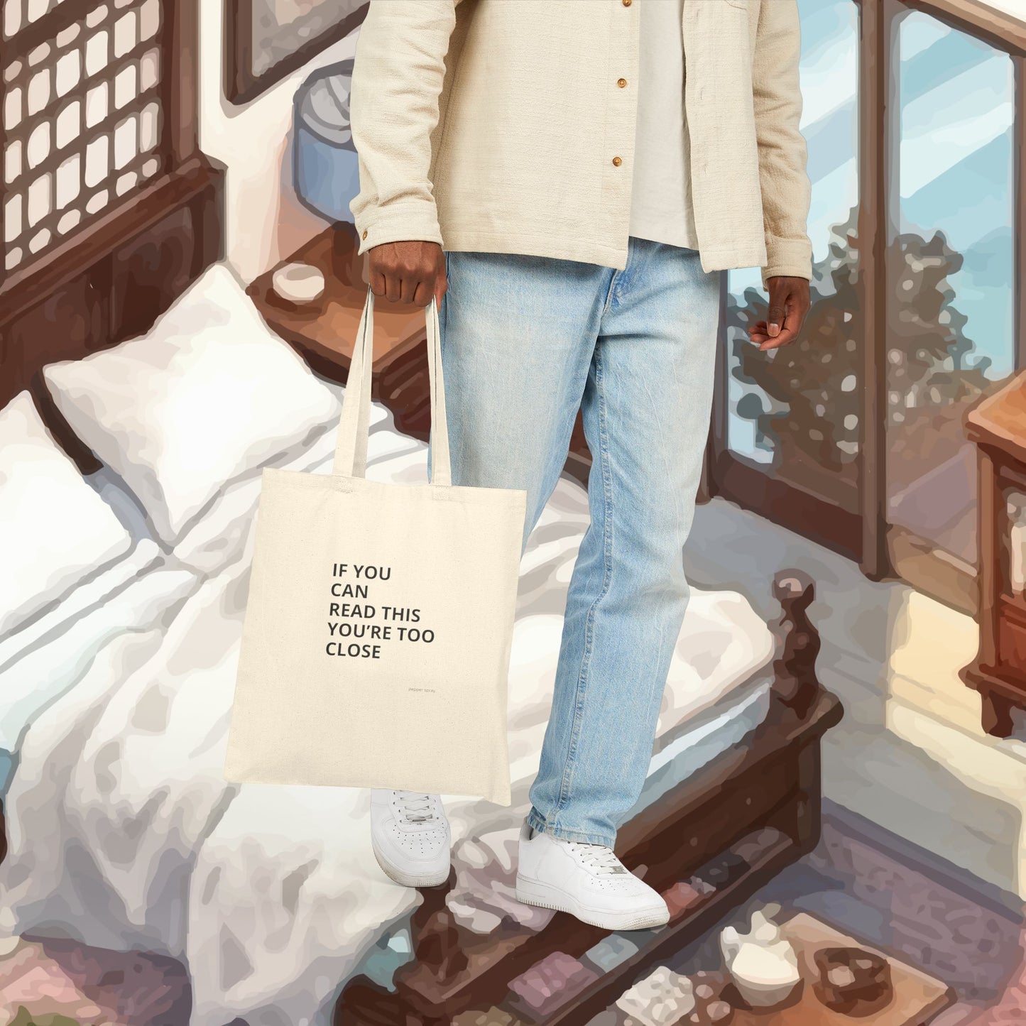 If You Can Read This...... Back Up, Sarcastic, Minimalist, Bold Cotton Canvas Tote Bag - Funny Quote Bag for Shopping, Beach, Gifts, Eco-Friendly and Everyday Use, Perfect for Friends or Family