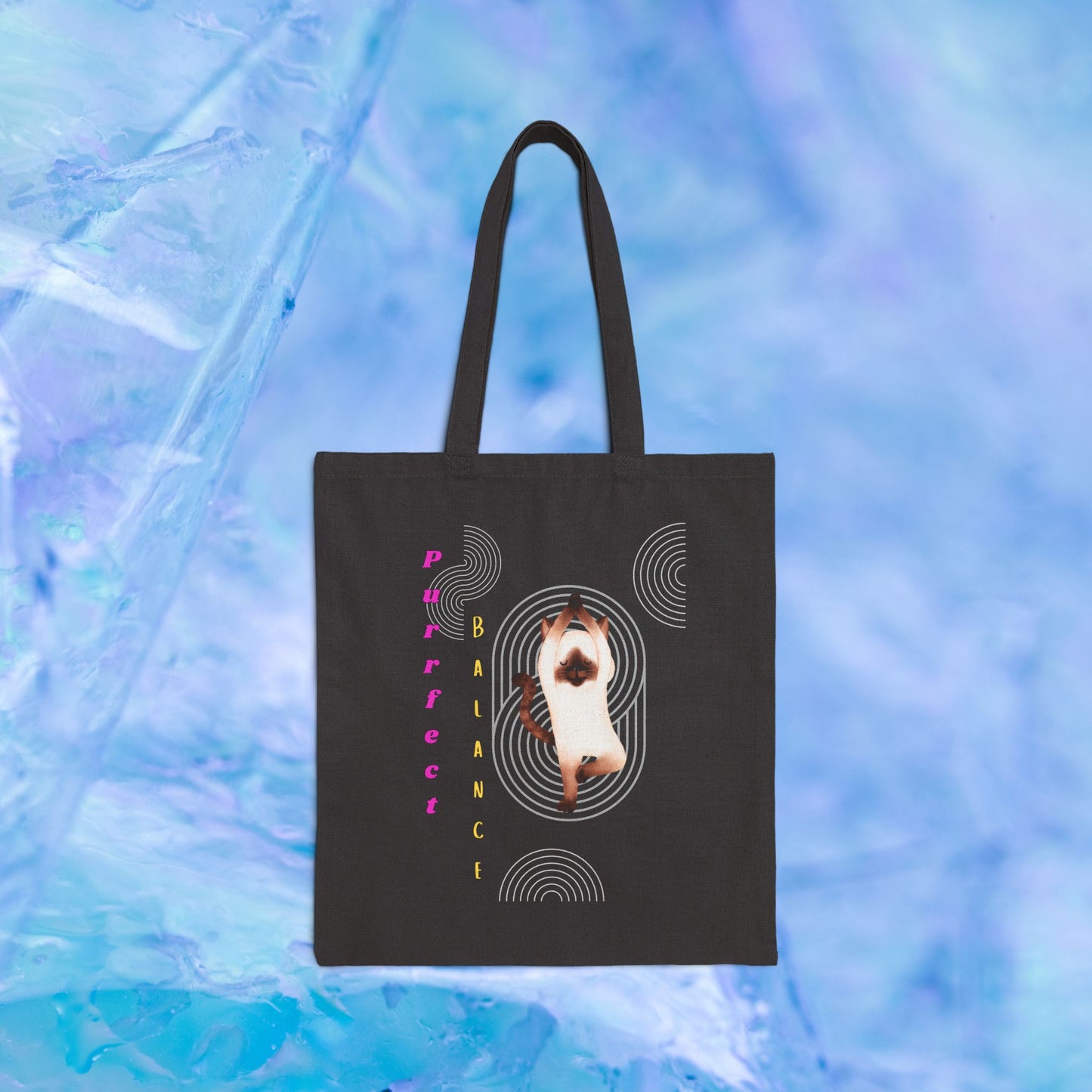 Stylish Cotton Canvas Tote Bag, "Purrfect Perfect" Yoga Cat Design, Perfect for Shopping, Beach Trips, Gifts, Eco-Friendly Living, and More!