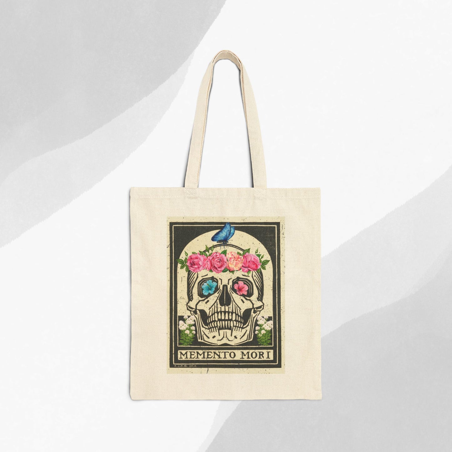 Memento Mori Floral Skull Tote Bag, Eco-Friendly Shopping Bag, Boho Chic Gift, Reusable Market Tote, Stylish Carryall