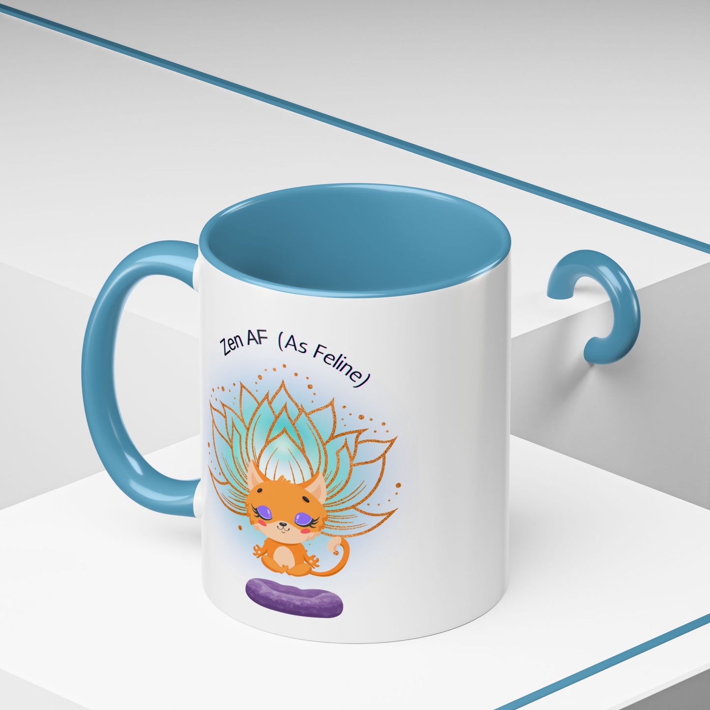 Zen AF (As Feline) Coffee Mug - Cute Cat Mug, Relaxation Gift for Cat Lovers, Tea Lover Gift, Yoga Mug, Pet Themed Mug