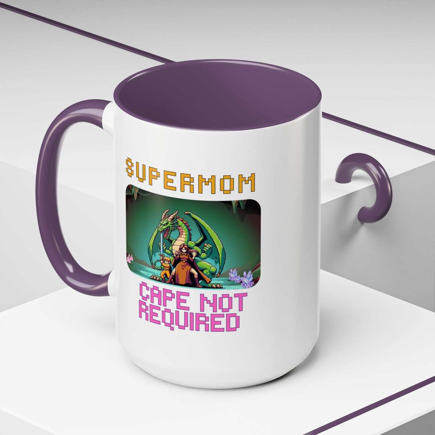 Dungeon Crawling Coffee Mug — "Supermom: Cape Not Required" Accent Mug (11/15oz)