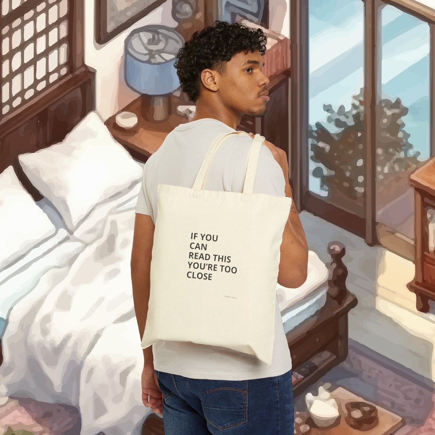 If You Can Read This...... Back Up, Sarcastic, Minimalist, Bold Cotton Canvas Tote Bag - Funny Quote Bag for Shopping, Beach, Gifts, Eco-Friendly and Everyday Use, Perfect for Friends or Family