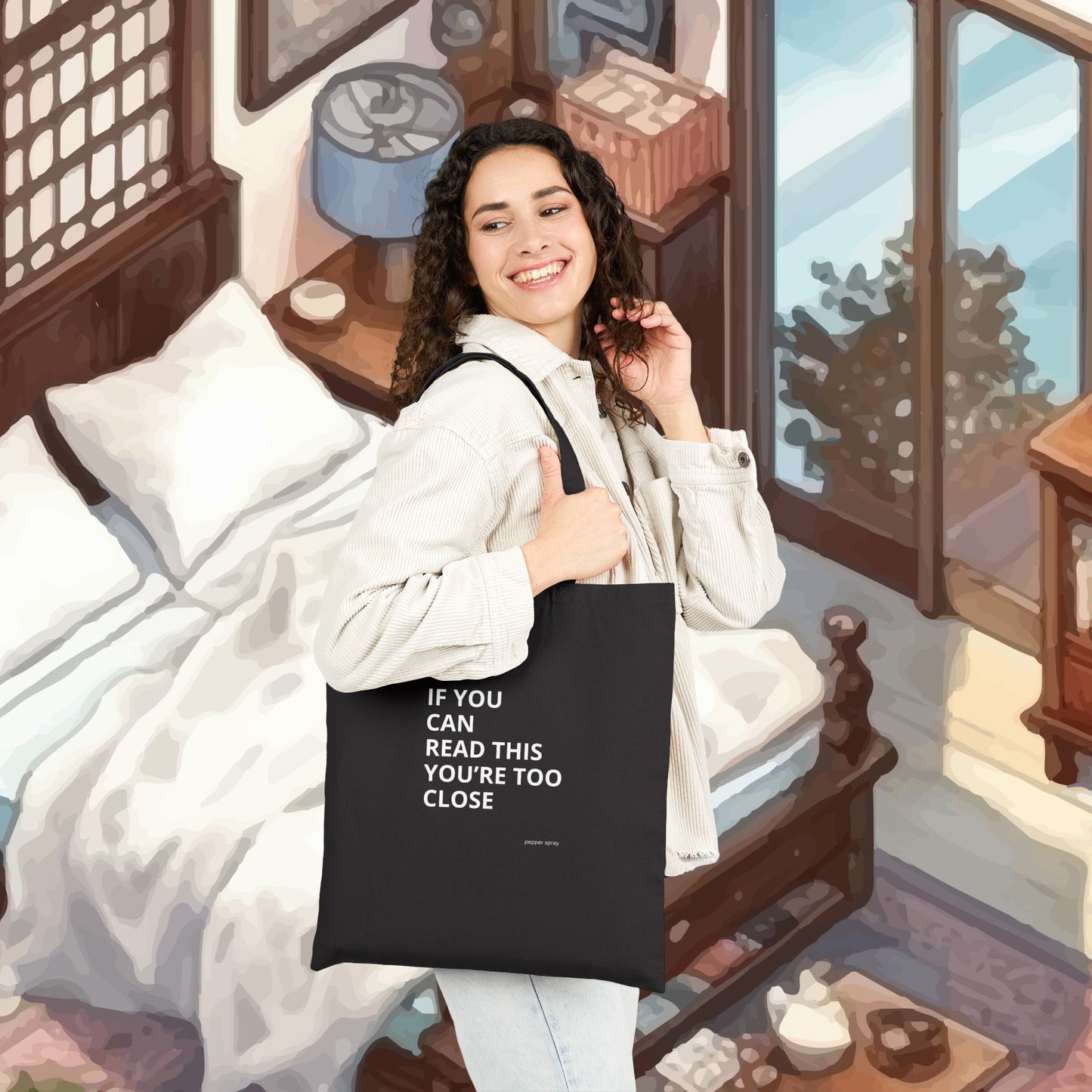 If You Can Read This...... Back Up, Sarcastic, Minimalist, Bold Cotton Canvas Tote Bag - Funny Quote Bag for Shopping, Beach, Gifts, Eco-Friendly and Everyday Use, Perfect for Friends or Family
