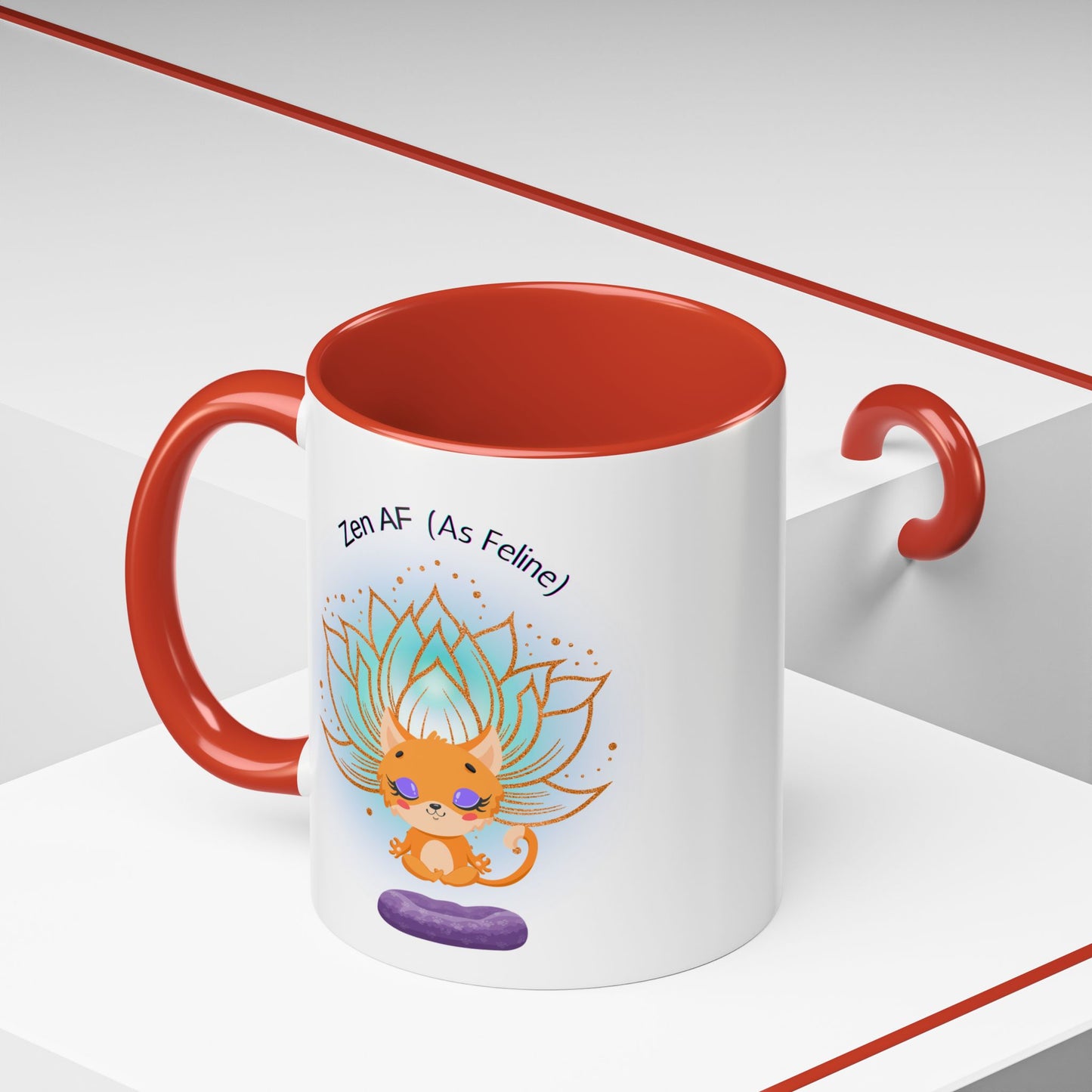 Zen AF (As Feline) Coffee Mug - Cute Cat Mug, Relaxation Gift for Cat Lovers, Tea Lover Gift, Yoga Mug, Pet Themed Mug