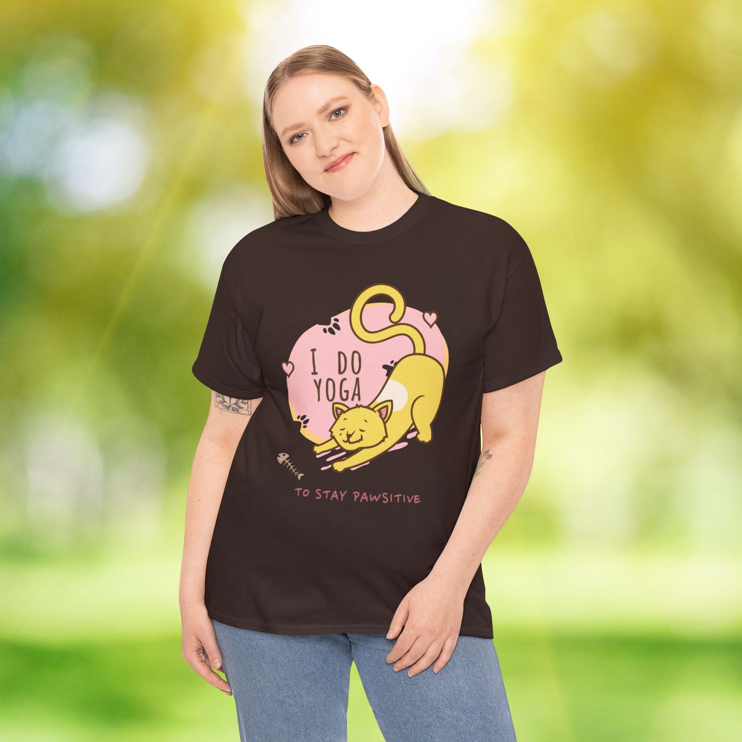 Cat Yoga Graphic Tee, Funny Cat Lover Shirt, Cute Pet Owner Gift, Relaxation Apparel, Stay Pawsitive Tees