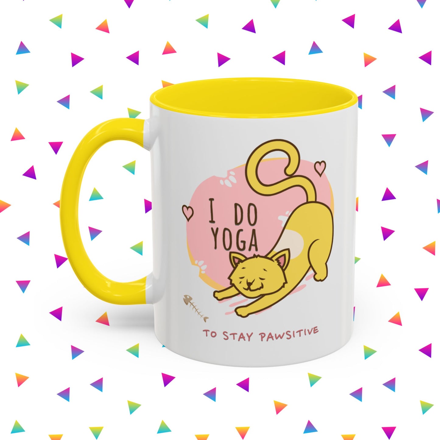 Pawsitive Vibes Coffee Mug - For Cat Lovers, Yoga Enthusiasts, Gift for Friends, Home Decor, Fun Kitchenware