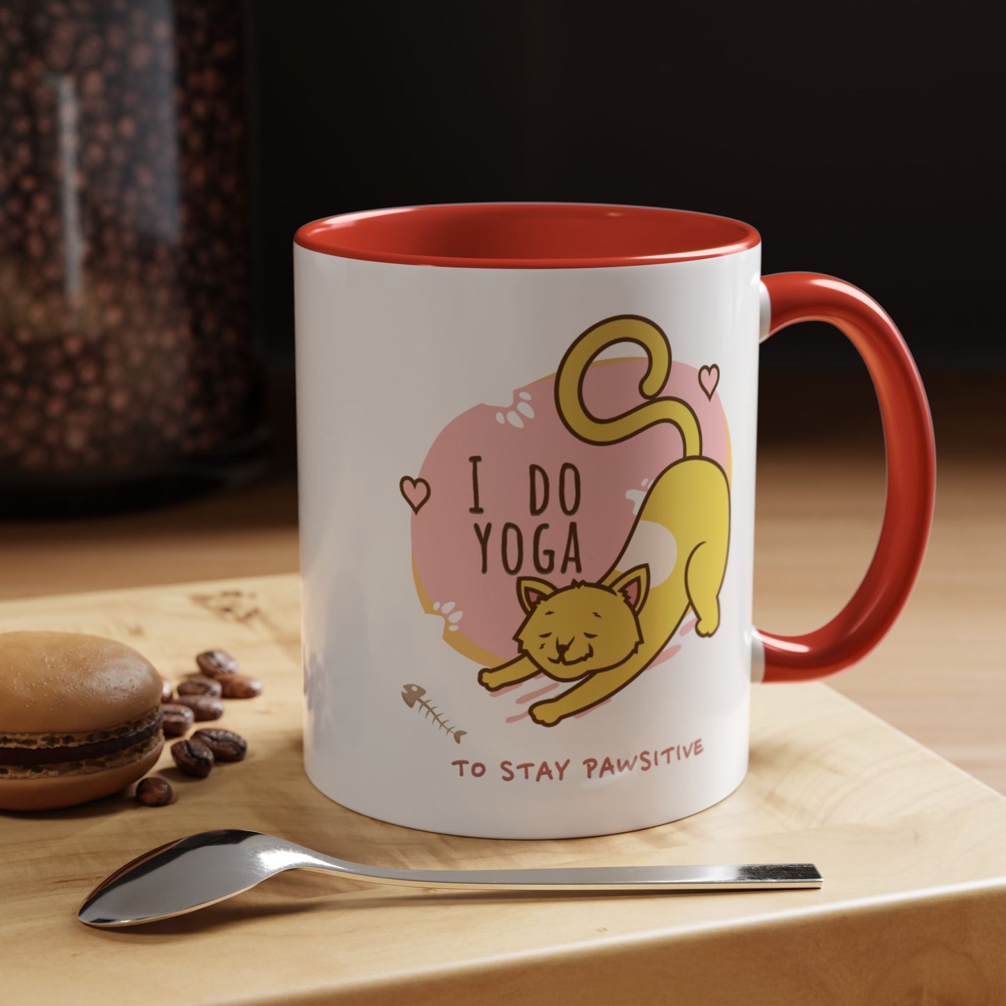 Pawsitive Vibes Coffee Mug - For Cat Lovers, Yoga Enthusiasts, Gift for Friends, Home Decor, Fun Kitchenware