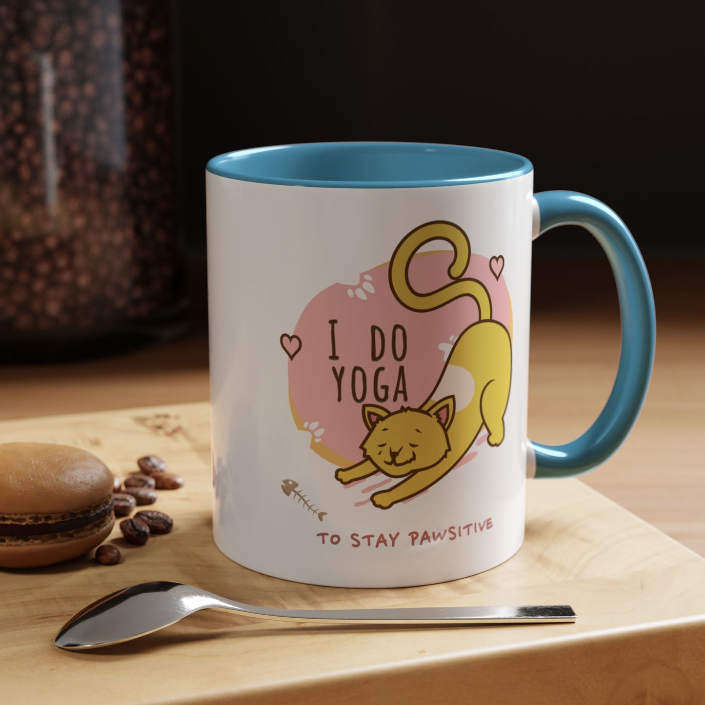 Pawsitive Vibes Coffee Mug - For Cat Lovers, Yoga Enthusiasts, Gift for Friends, Home Decor, Fun Kitchenware