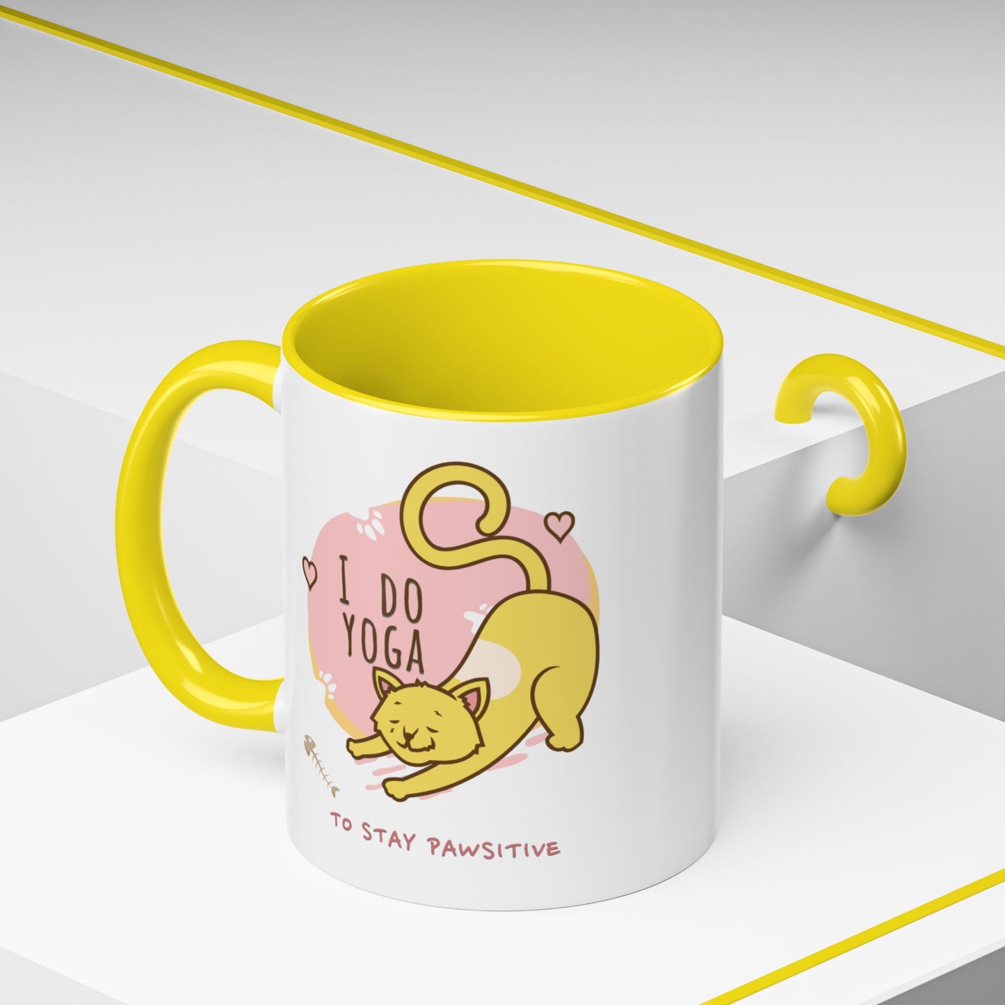 Pawsitive Vibes Coffee Mug - For Cat Lovers, Yoga Enthusiasts, Gift for Friends, Home Decor, Fun Kitchenware