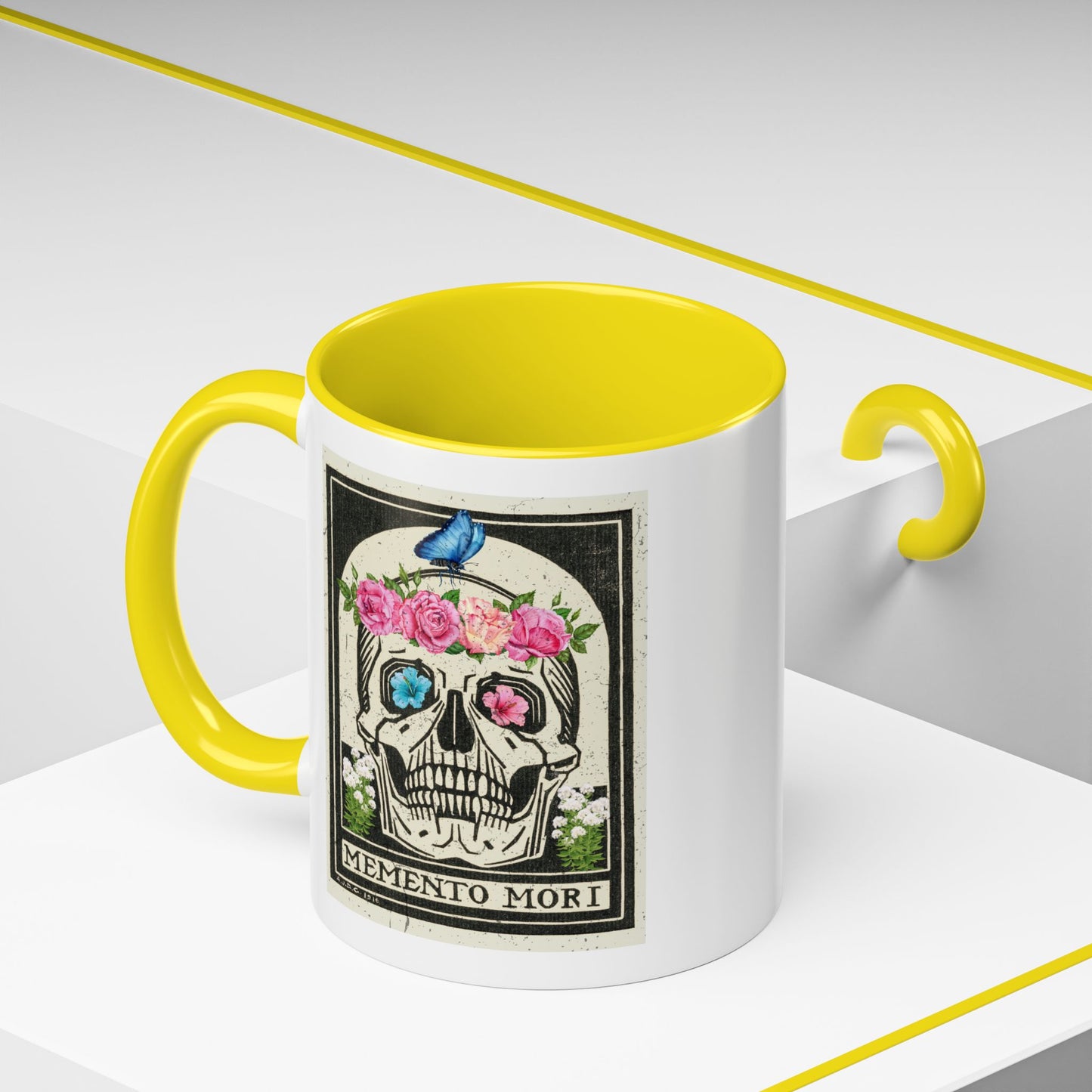 Memento Mori Coffee Mug, Floral Skull Mug, Gothic Gift, Day of the Dead Decor, Vintage Style Drinkware, Unique Kitchenware
