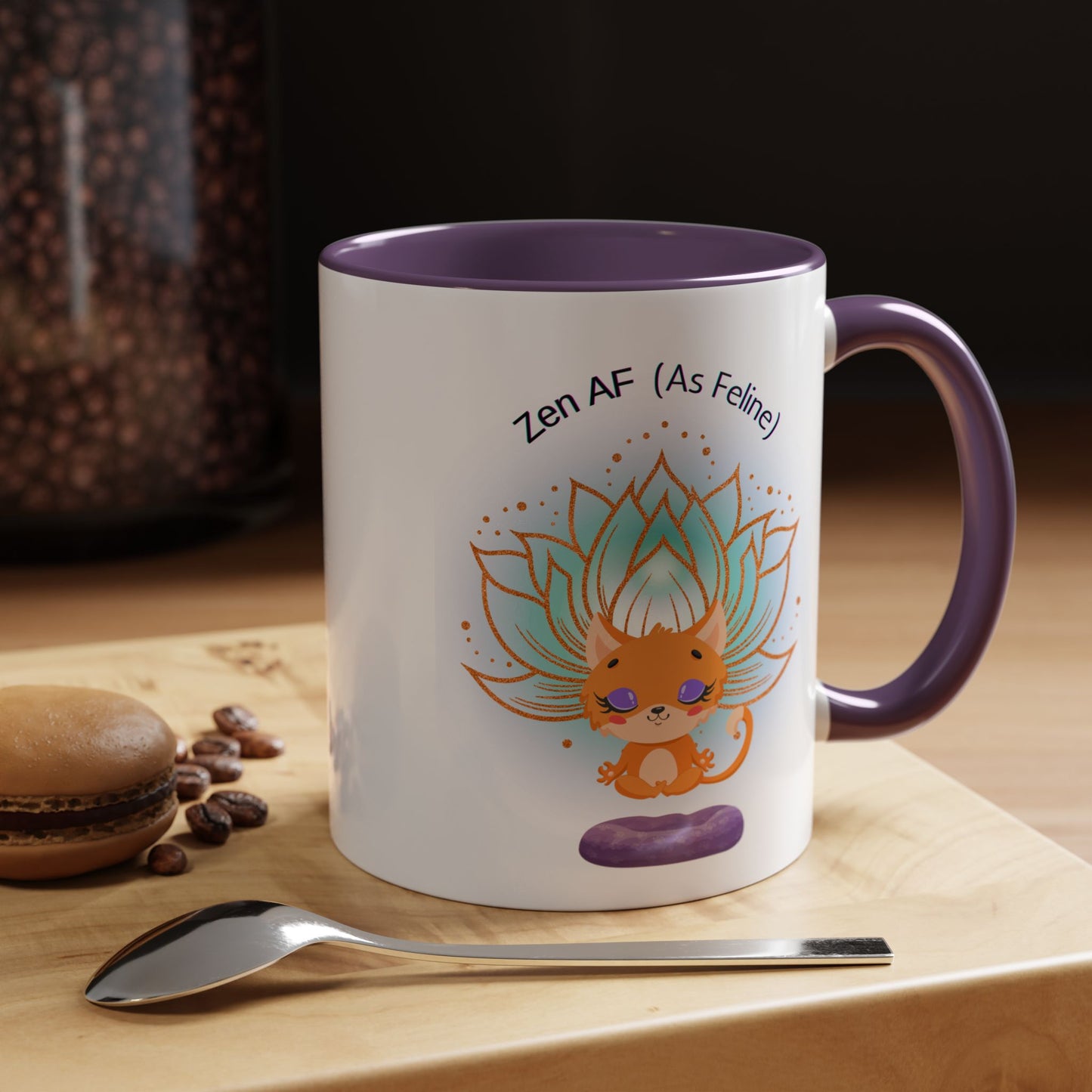 Zen AF (As Feline) Coffee Mug - Cute Cat Mug, Relaxation Gift for Cat Lovers, Tea Lover Gift, Yoga Mug, Pet Themed Mug
