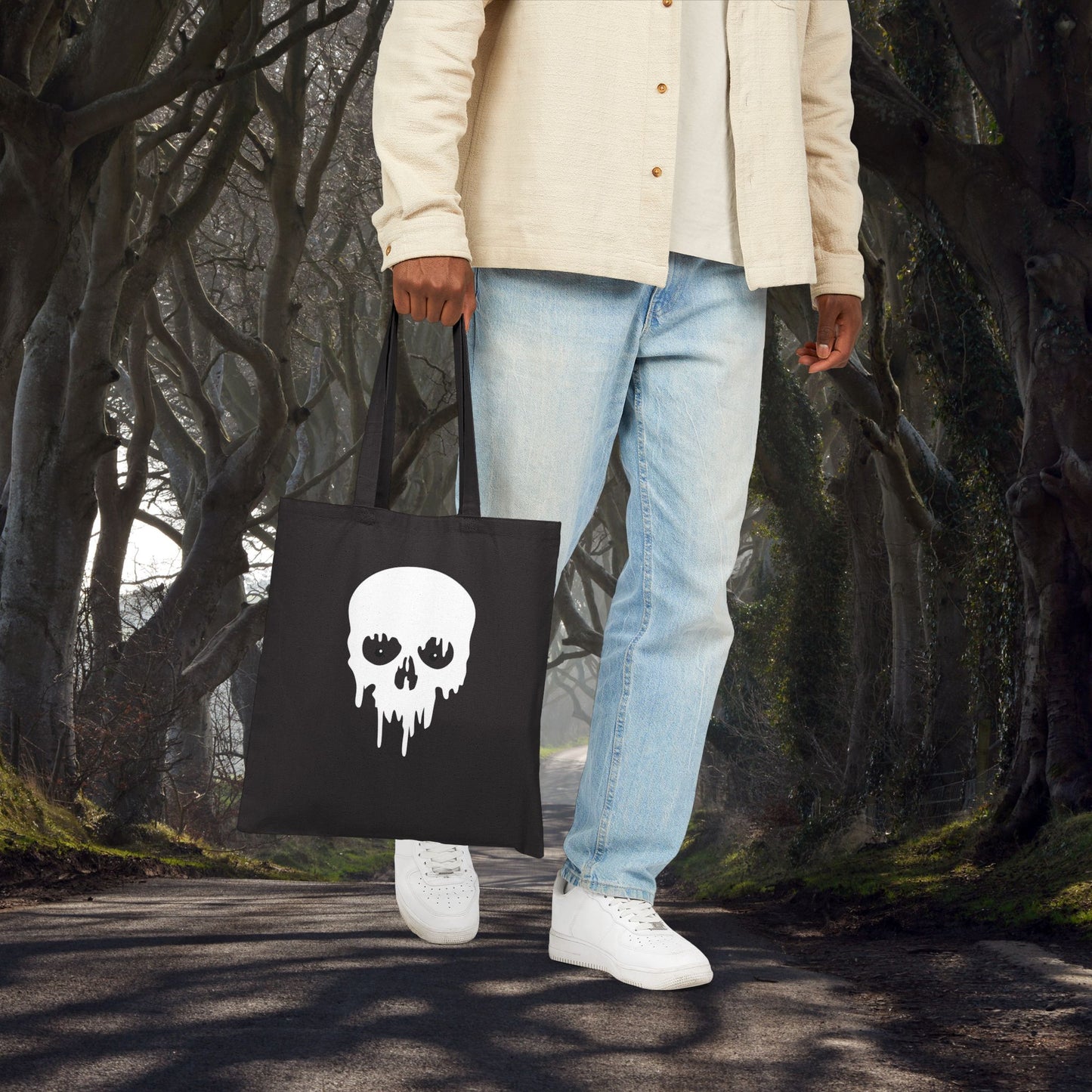 Don't Blink: The Haunted Halloween Skull Canvas Tote Bag | Halloween, Horror Gear, Trick or Treat, Gift Bag, Horror Decor
