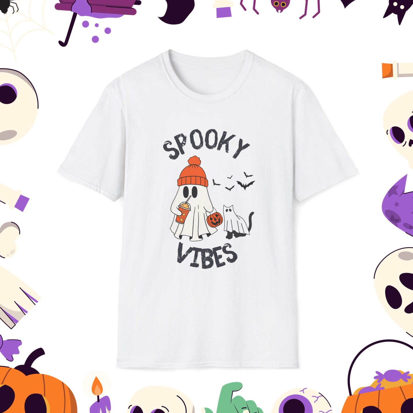 Spooky Vibes Only, Sweet Haunts and Silly Spirits T-Shirt, Halloween T-Shirt, Cute Ghost Tee, Fall Fashion, Cozy Halloween Shirt