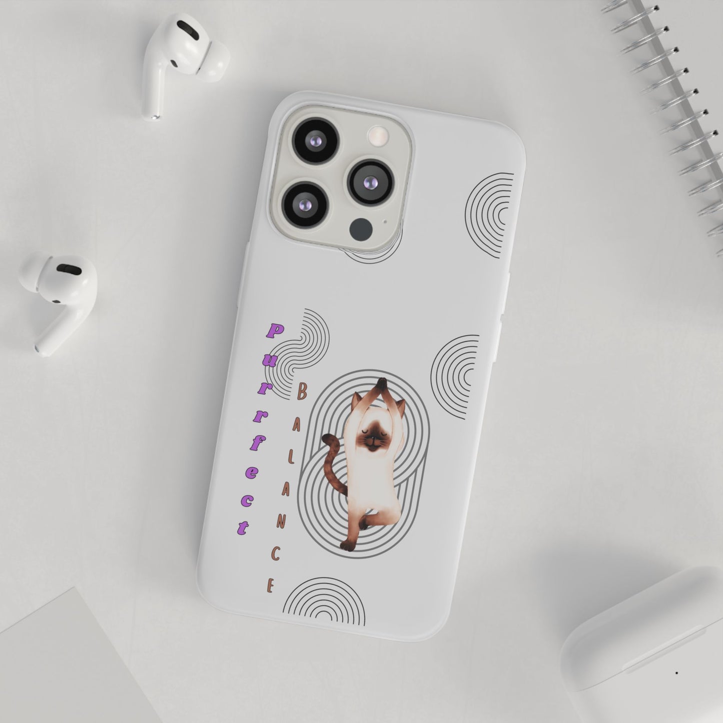 Cat Balance Phone Case, Cute Pet Lover Gift, Flexible Mobile Cover, Animal Art Accessories, Unique Phone Protector