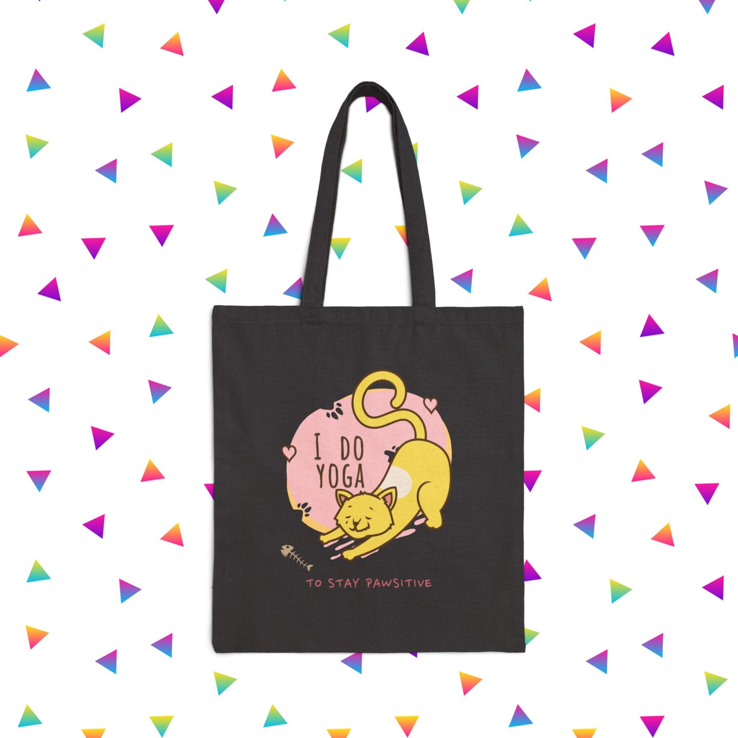 Yoga Cat Cotton Canvas Tote Bag | Eco-Friendly Shopping Bag, Gift for Cat Lovers, Yoga Enthusiasts, Casual Use, Funny Tote