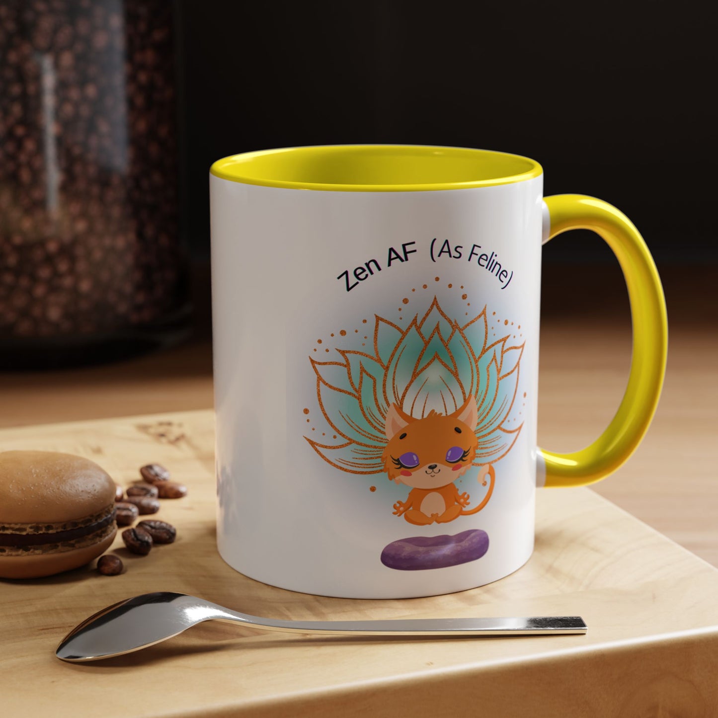 Zen AF (As Feline) Coffee Mug - Cute Cat Mug, Relaxation Gift for Cat Lovers, Tea Lover Gift, Yoga Mug, Pet Themed Mug