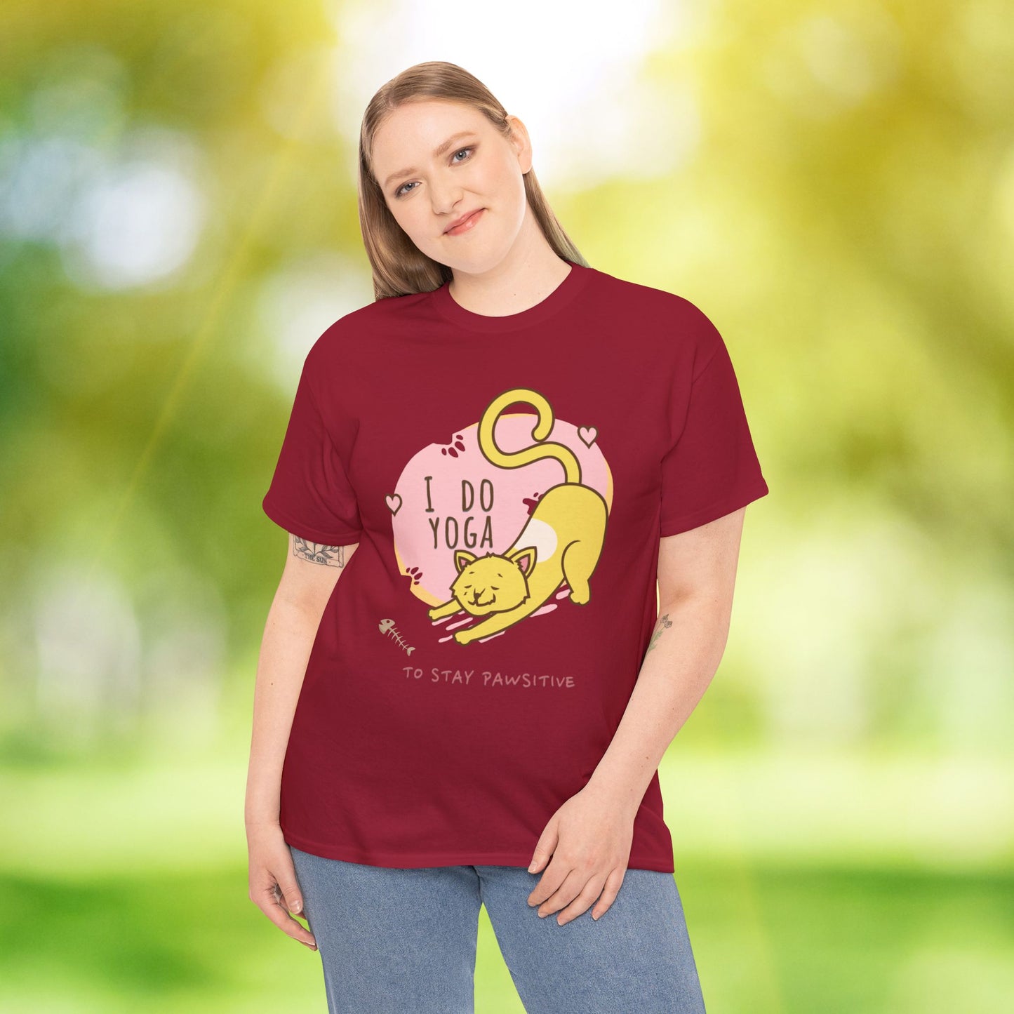 Cat Yoga Graphic Tee, Funny Cat Lover Shirt, Cute Pet Owner Gift, Relaxation Apparel, Stay Pawsitive Tees