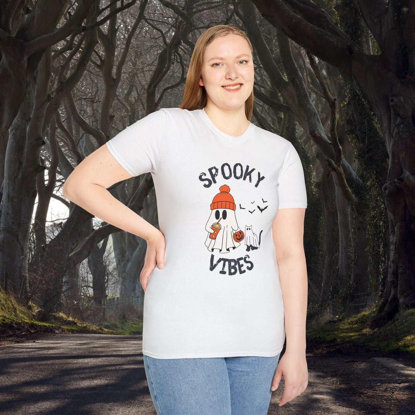 Spooky Vibes Only, Sweet Haunts and Silly Spirits T-Shirt, Halloween T-Shirt, Cute Ghost Tee, Fall Fashion, Cozy Halloween Shirt