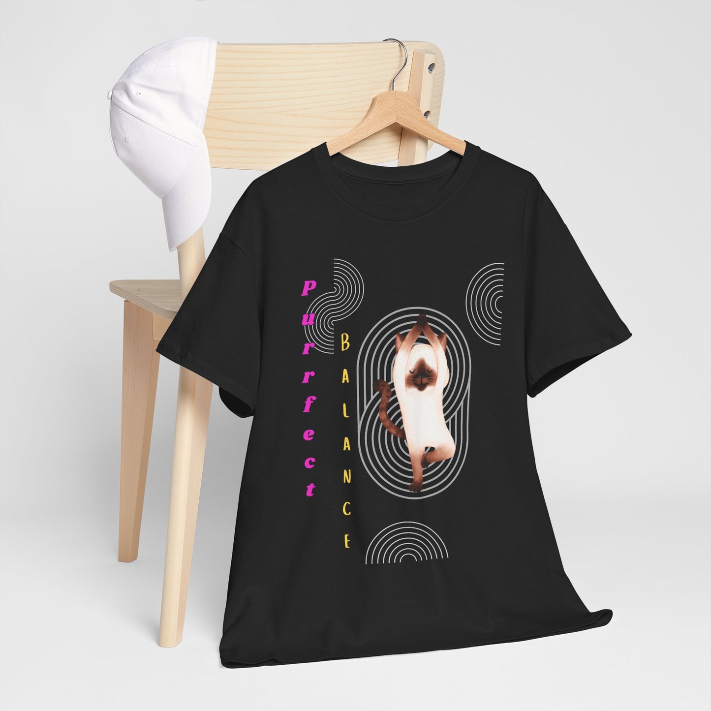 Cat Lover Unisex Graphic Tee with 'Purrfect Balance' Design, Cat, Gift for Pet Owners, Motivational Quote Shirt, Casual Everyday