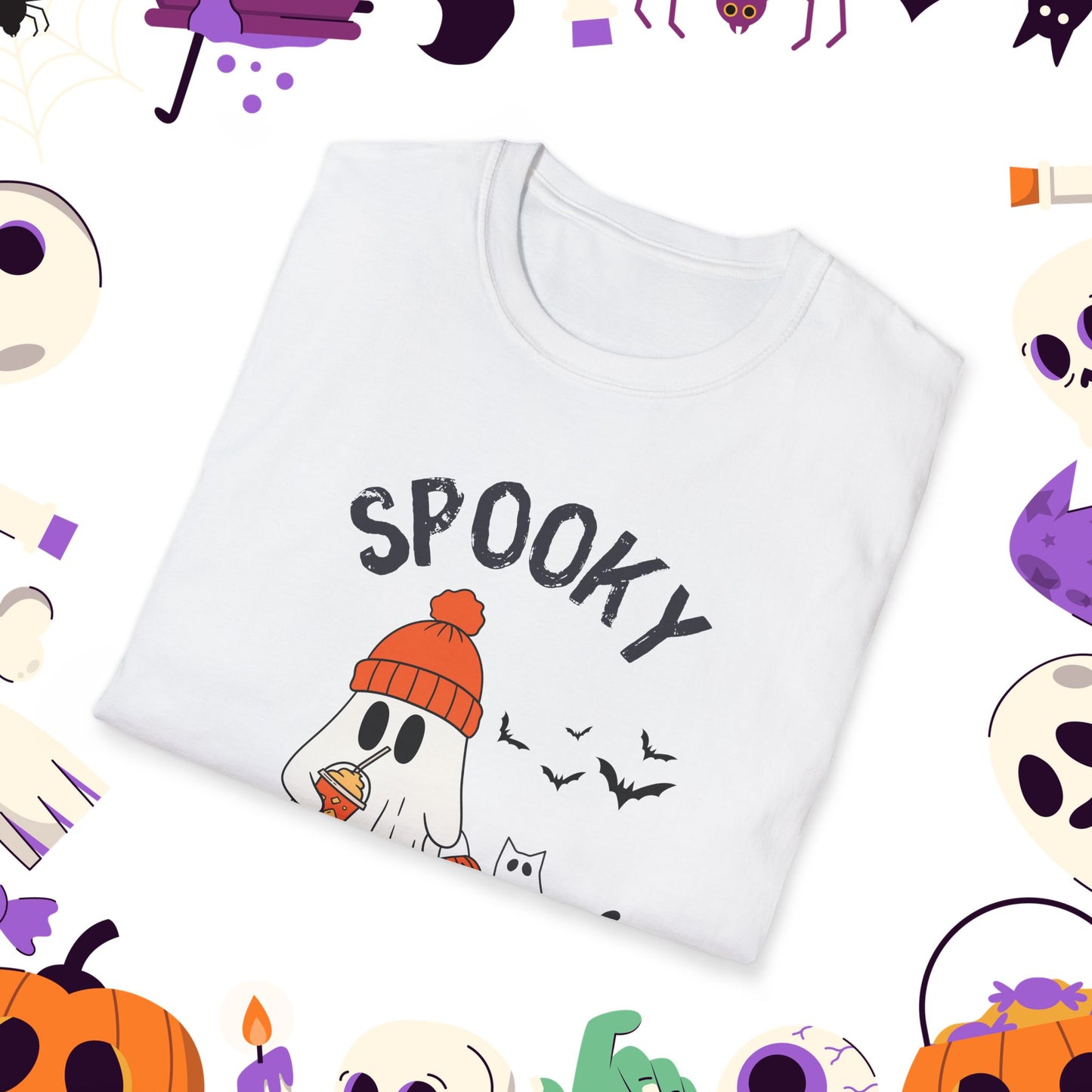 Spooky Vibes Only, Sweet Haunts and Silly Spirits T-Shirt, Halloween T-Shirt, Cute Ghost Tee, Fall Fashion, Cozy Halloween Shirt