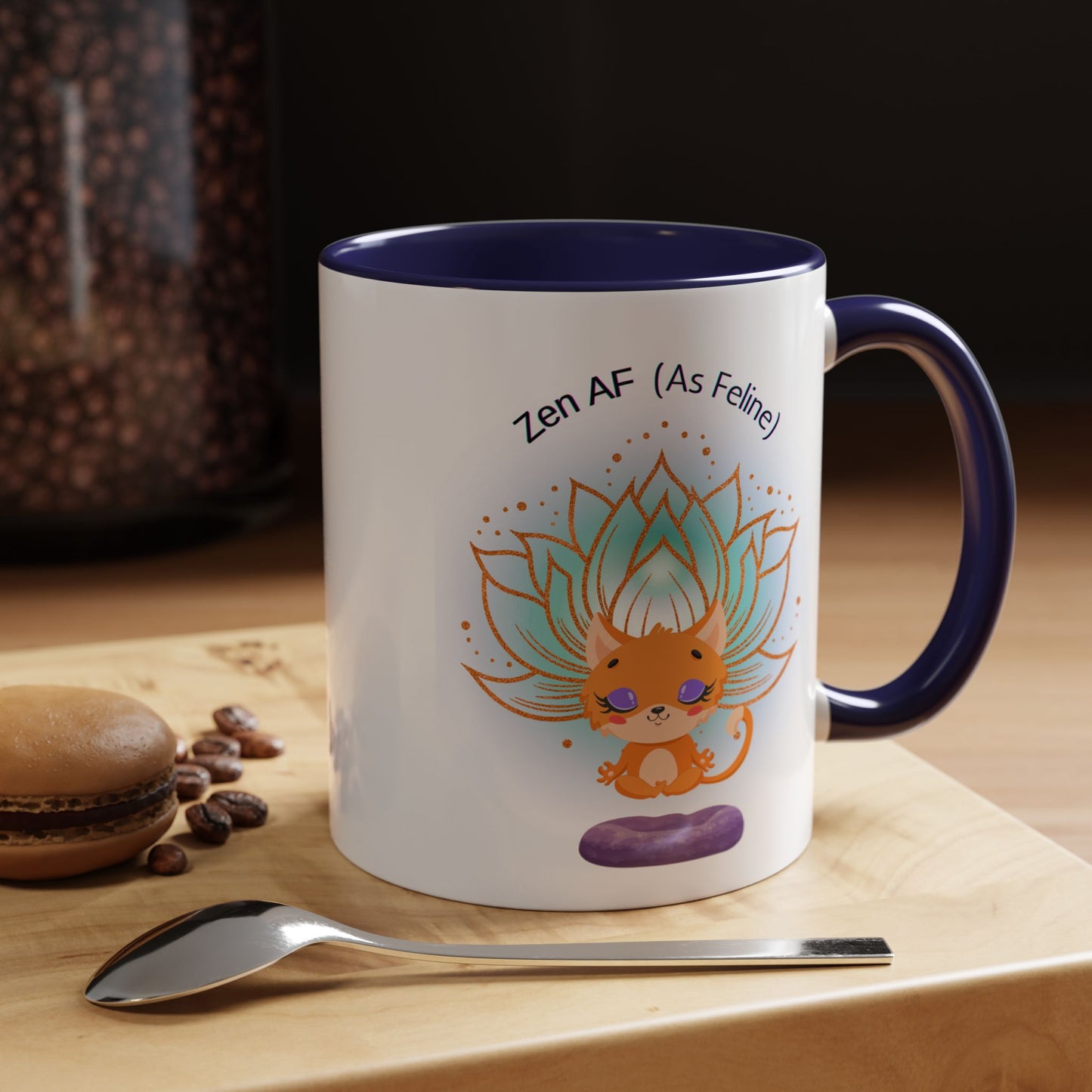 Zen AF (As Feline) Coffee Mug - Cute Cat Mug, Relaxation Gift for Cat Lovers, Tea Lover Gift, Yoga Mug, Pet Themed Mug