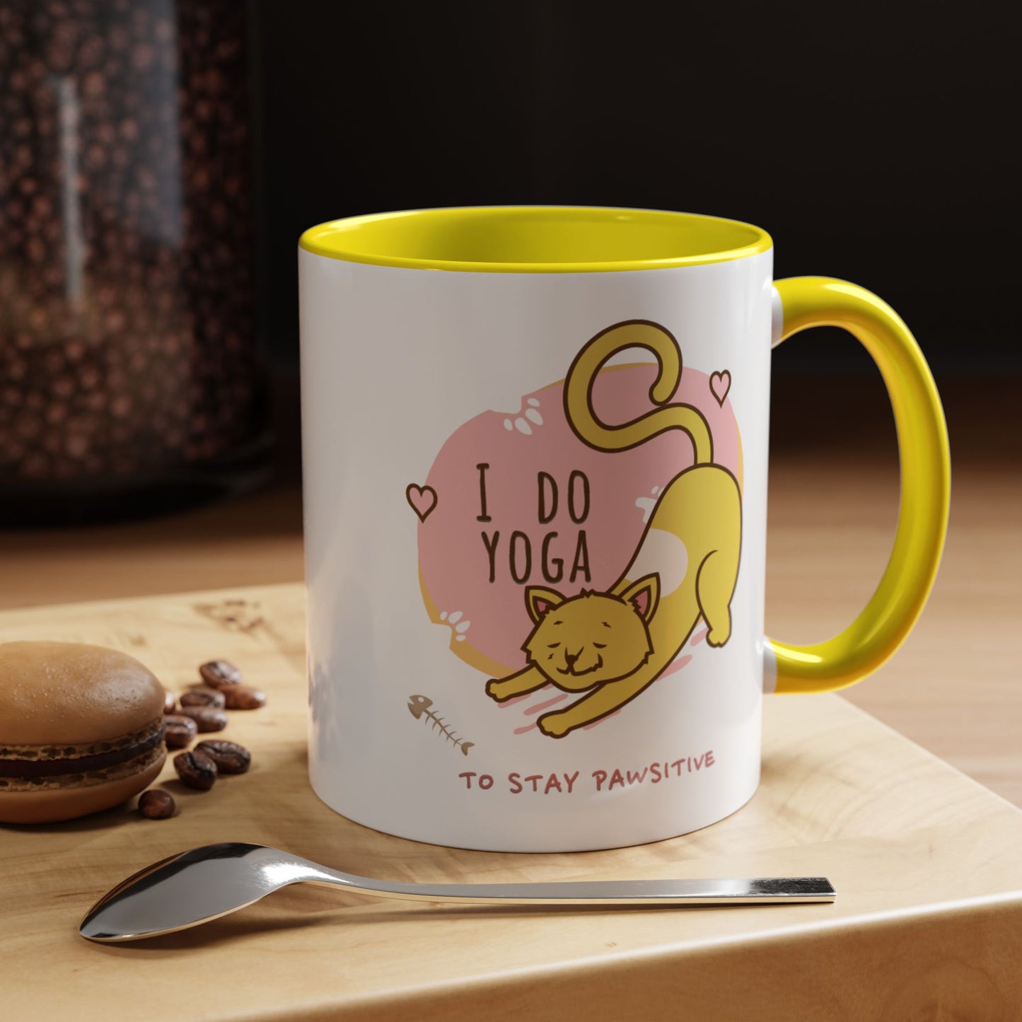 Pawsitive Vibes Coffee Mug - For Cat Lovers, Yoga Enthusiasts, Gift for Friends, Home Decor, Fun Kitchenware