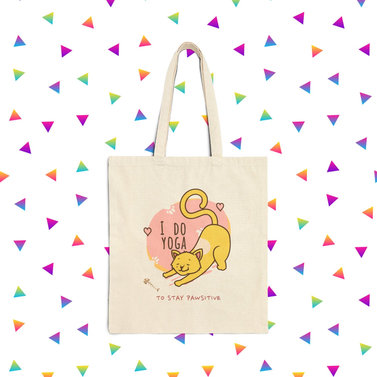 Yoga Cat Cotton Canvas Tote Bag | Eco-Friendly Shopping Bag, Gift for Cat Lovers, Yoga Enthusiasts, Casual Use, Funny Tote