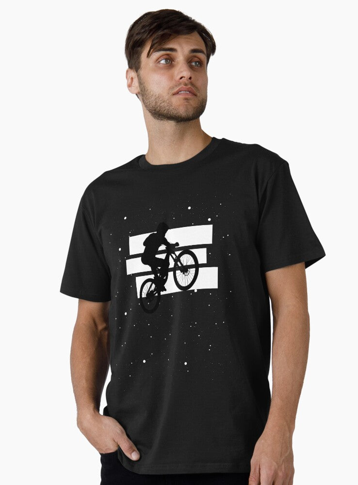 Black and White Mountain Bike T-Shirt, Perfect for Cyclists, Casual Wear, Gift for Bikers, Cycling Events, Sports Apparel
