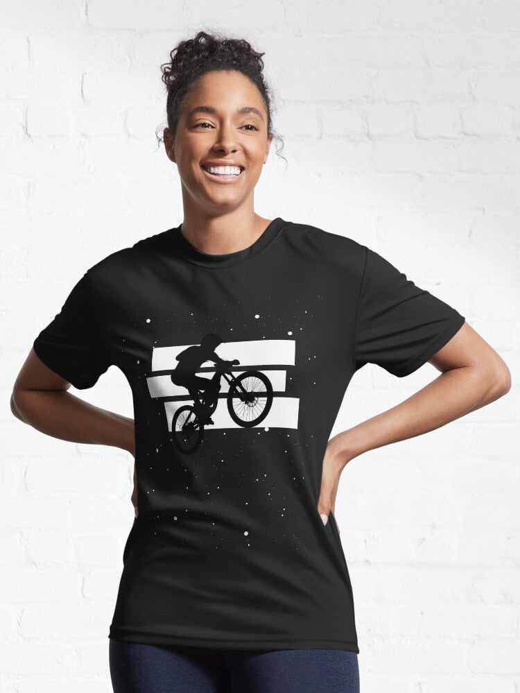 Black and White Mountain Bike T-Shirt, Perfect for Cyclists, Casual Wear, Gift for Bikers, Cycling Events, Sports Apparel