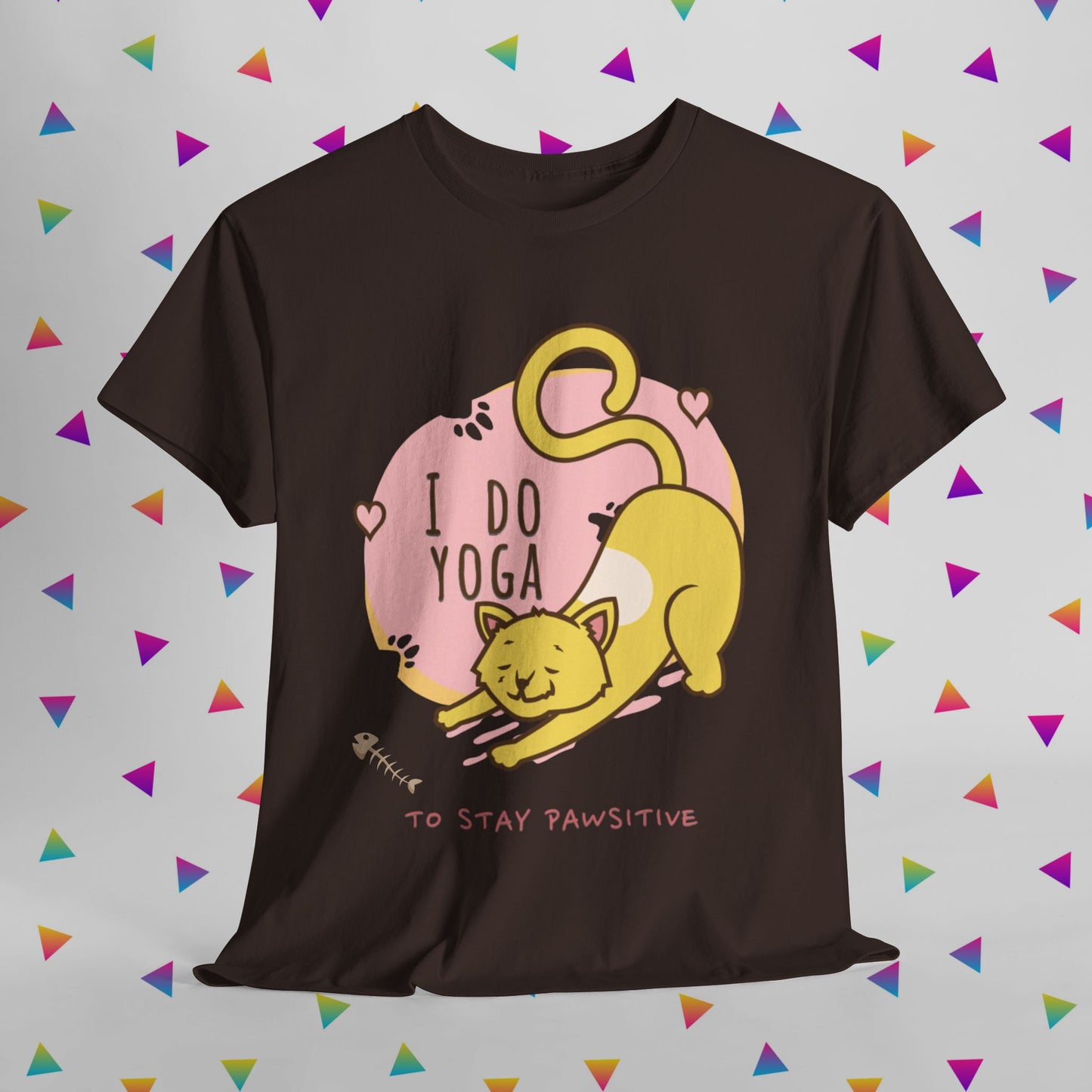 Cat Yoga Graphic Tee, Funny Cat Lover Shirt, Cute Pet Owner Gift, Relaxation Apparel, Stay Pawsitive Tees