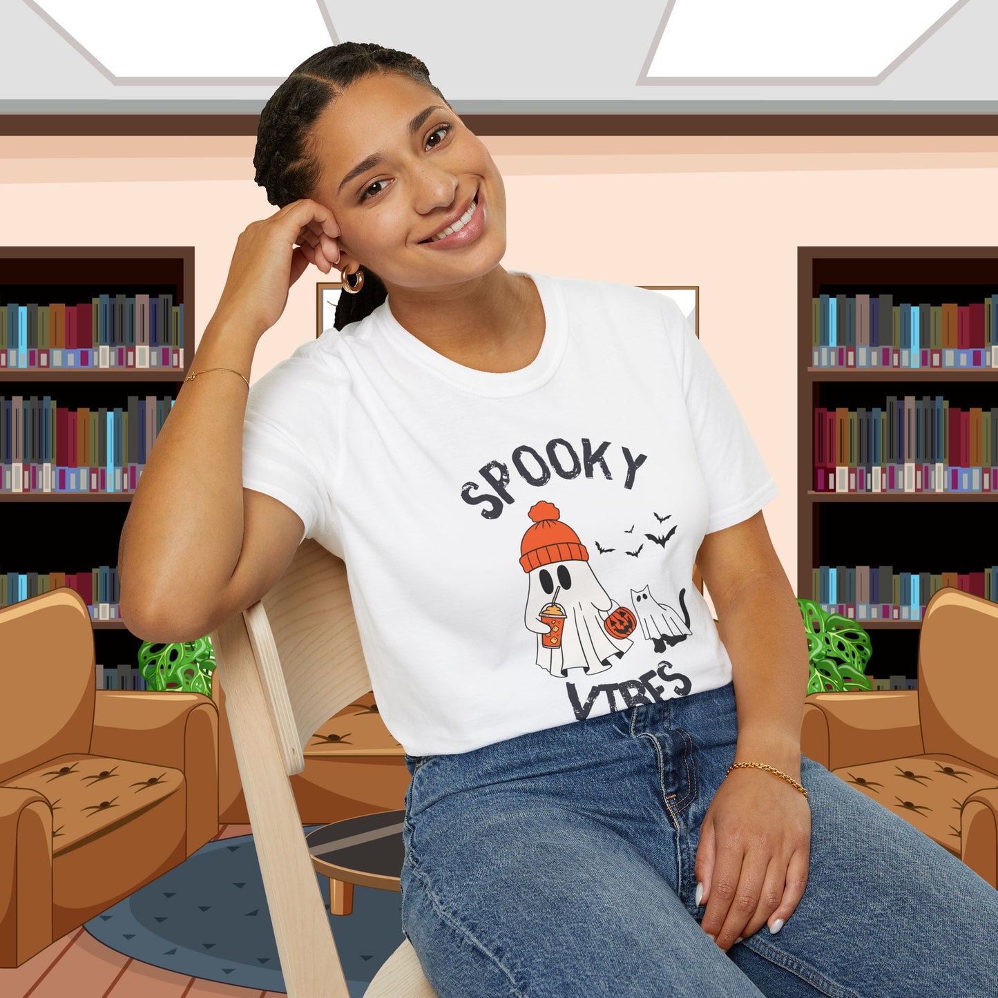 Spooky Vibes Only, Sweet Haunts and Silly Spirits T-Shirt, Halloween T-Shirt, Cute Ghost Tee, Fall Fashion, Cozy Halloween Shirt
