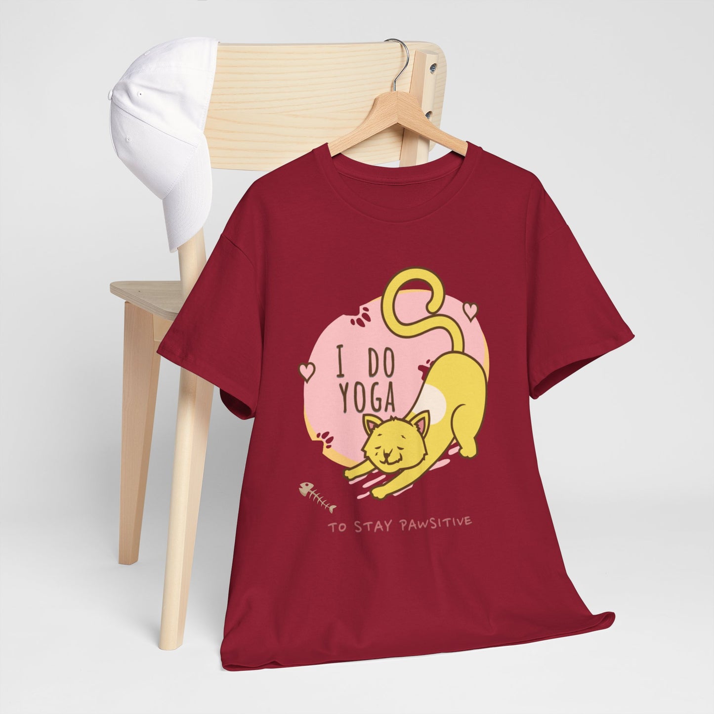 Cat Yoga Graphic Tee, Funny Cat Lover Shirt, Cute Pet Owner Gift, Relaxation Apparel, Stay Pawsitive Tees