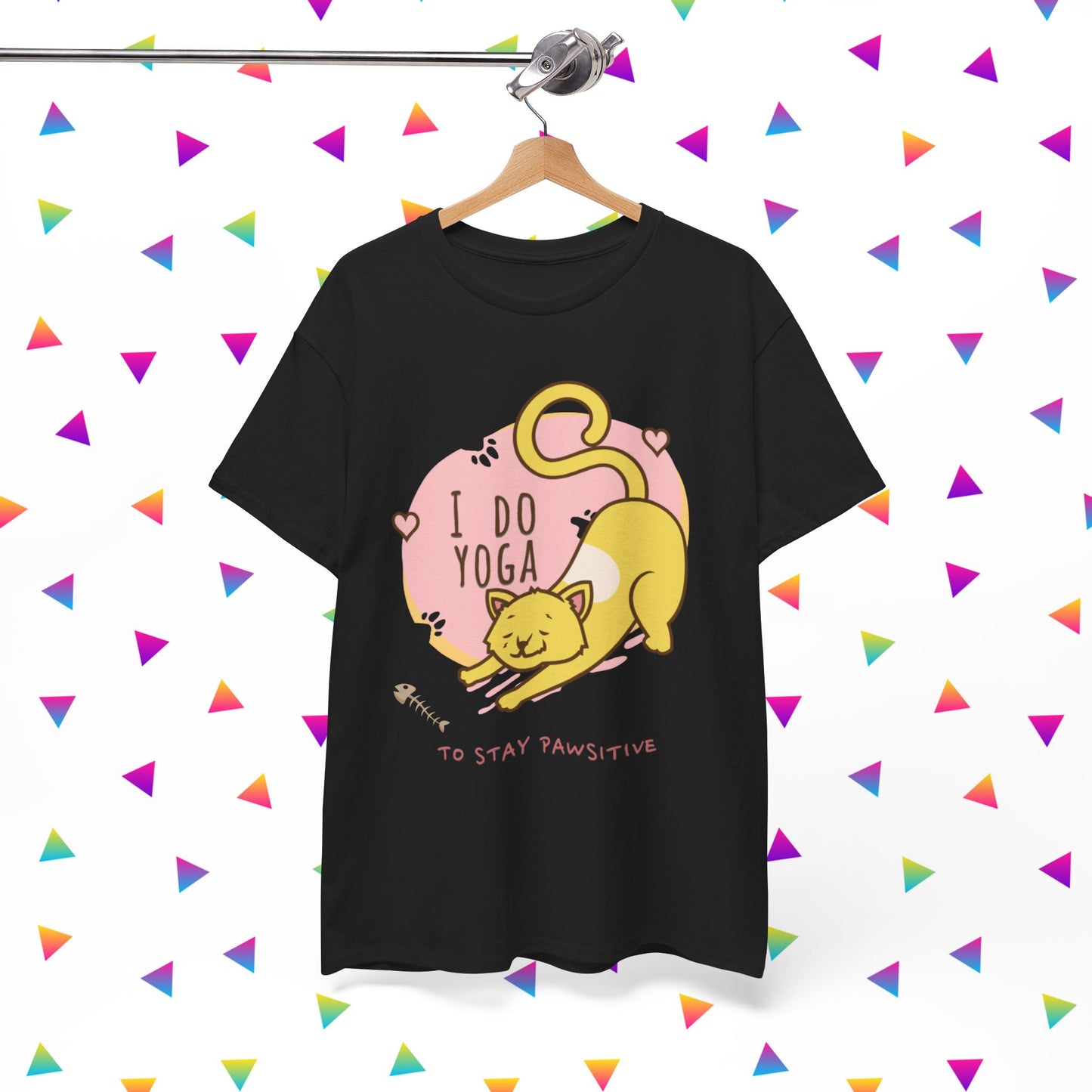 Cat Yoga Graphic Tee, Funny Cat Lover Shirt, Cute Pet Owner Gift, Relaxation Apparel, Stay Pawsitive Tees