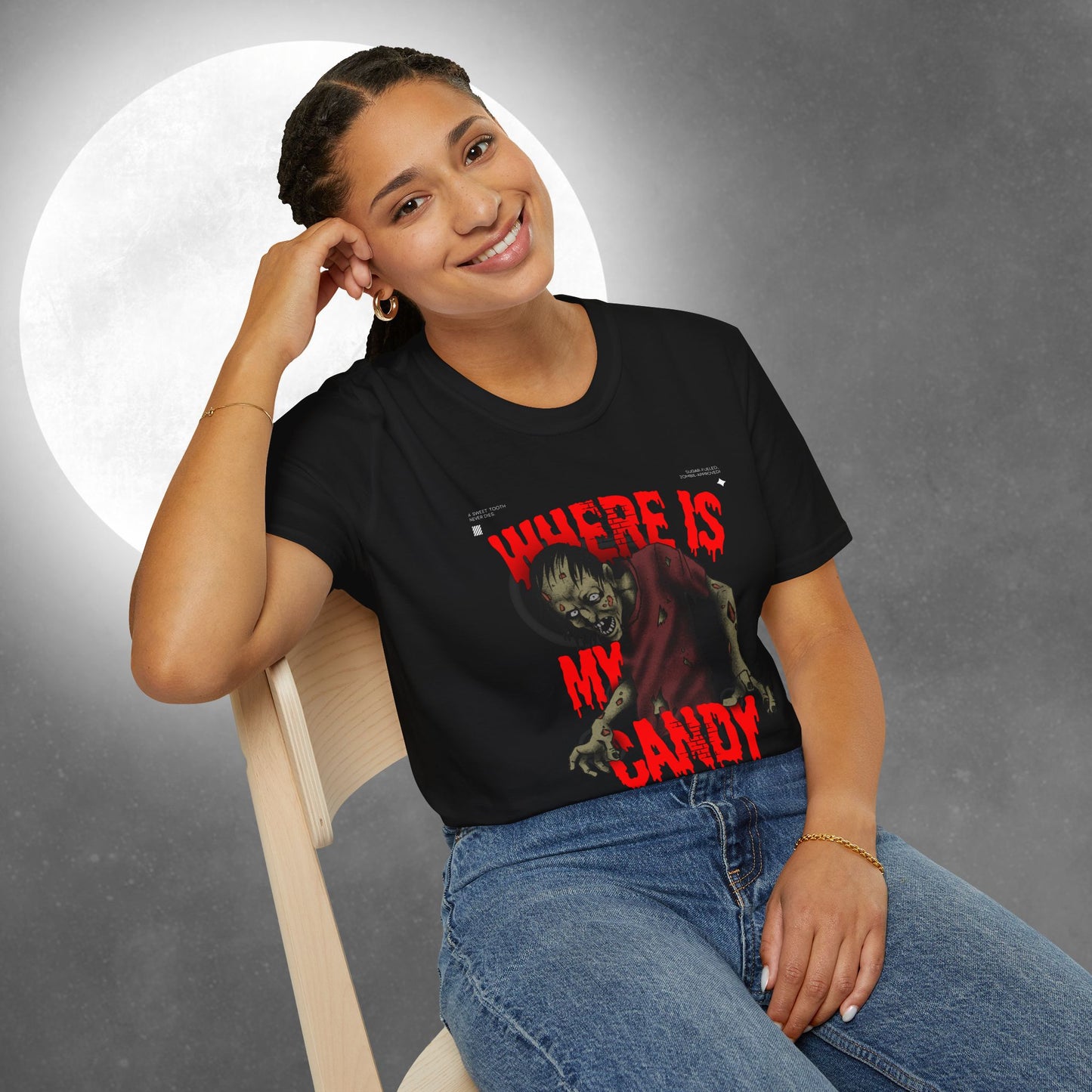 Where Is My Candy Halloween T-Shirt, Graphic Tee, Unisex Softstyle T-Shirt, Halloween Costume, Trick or Treat Shirt, Fun Scary Apparel