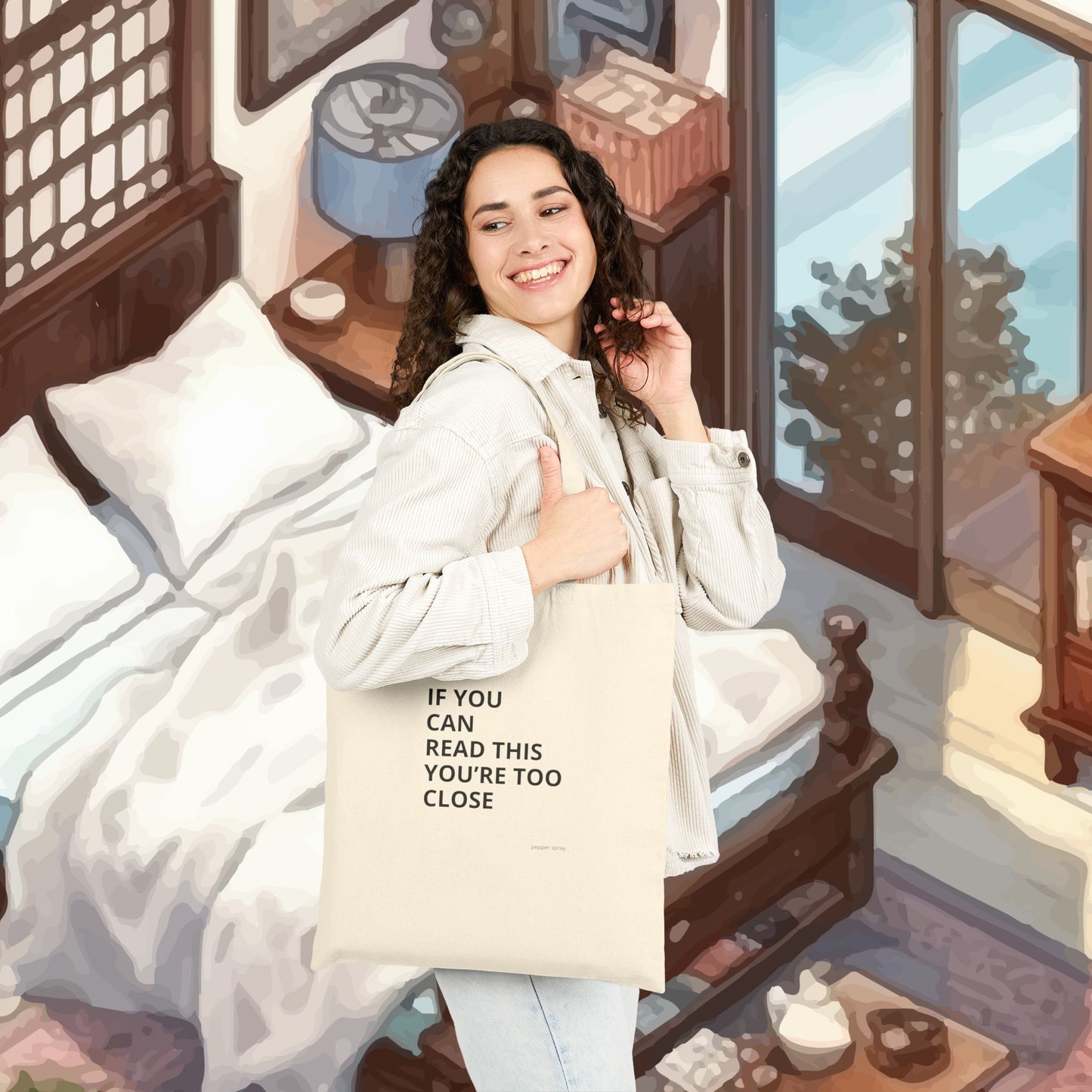 If You Can Read This...... Back Up, Sarcastic, Minimalist, Bold Cotton Canvas Tote Bag - Funny Quote Bag for Shopping, Beach, Gifts, Eco-Friendly and Everyday Use, Perfect for Friends or Family