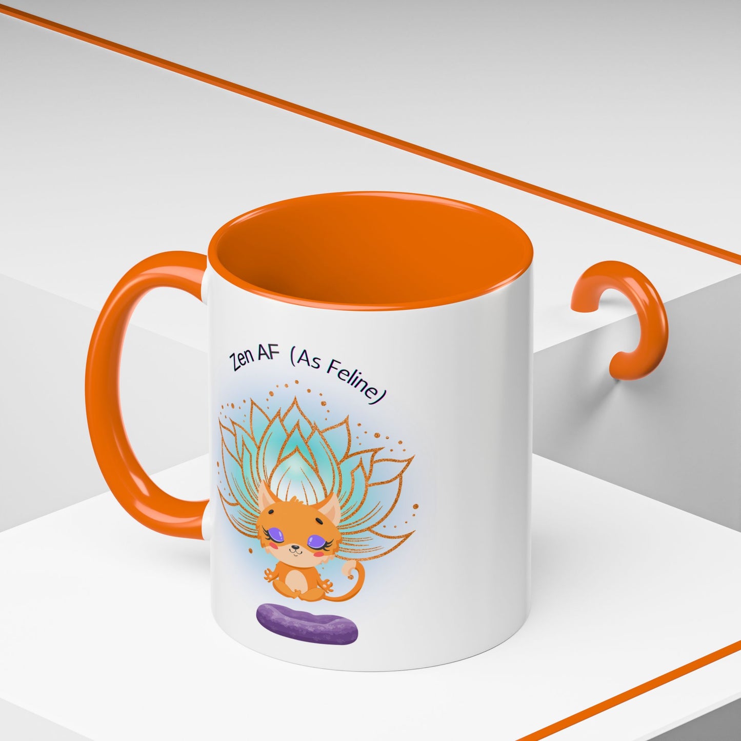 Zen AF (As Feline) Coffee Mug - Cute Cat Mug, Relaxation Gift for Cat Lovers, Tea Lover Gift, Yoga Mug, Pet Themed Mug