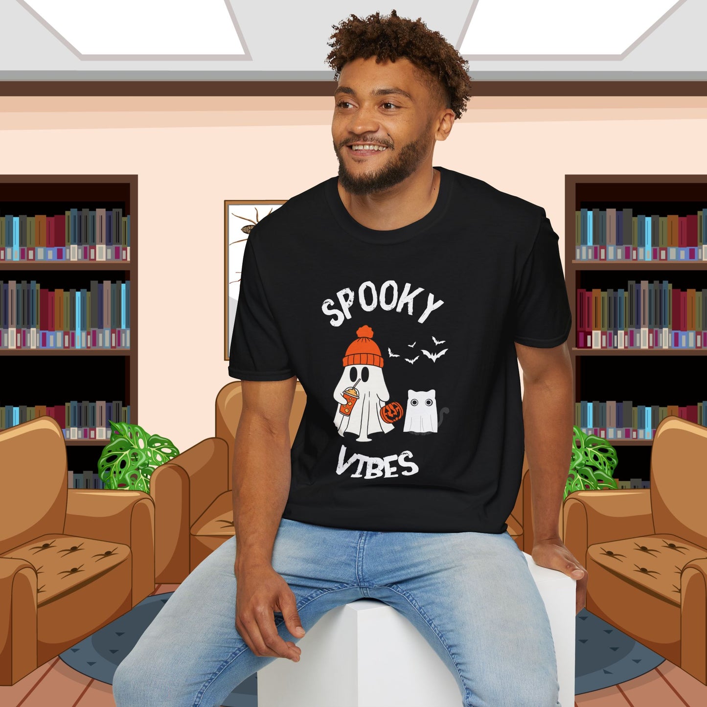 Spooky Vibes Only, Sweet Haunts and Silly Spirits T-Shirt, Halloween T-Shirt, Cute Ghost Tee, Fall Fashion, Cozy Halloween Shirt