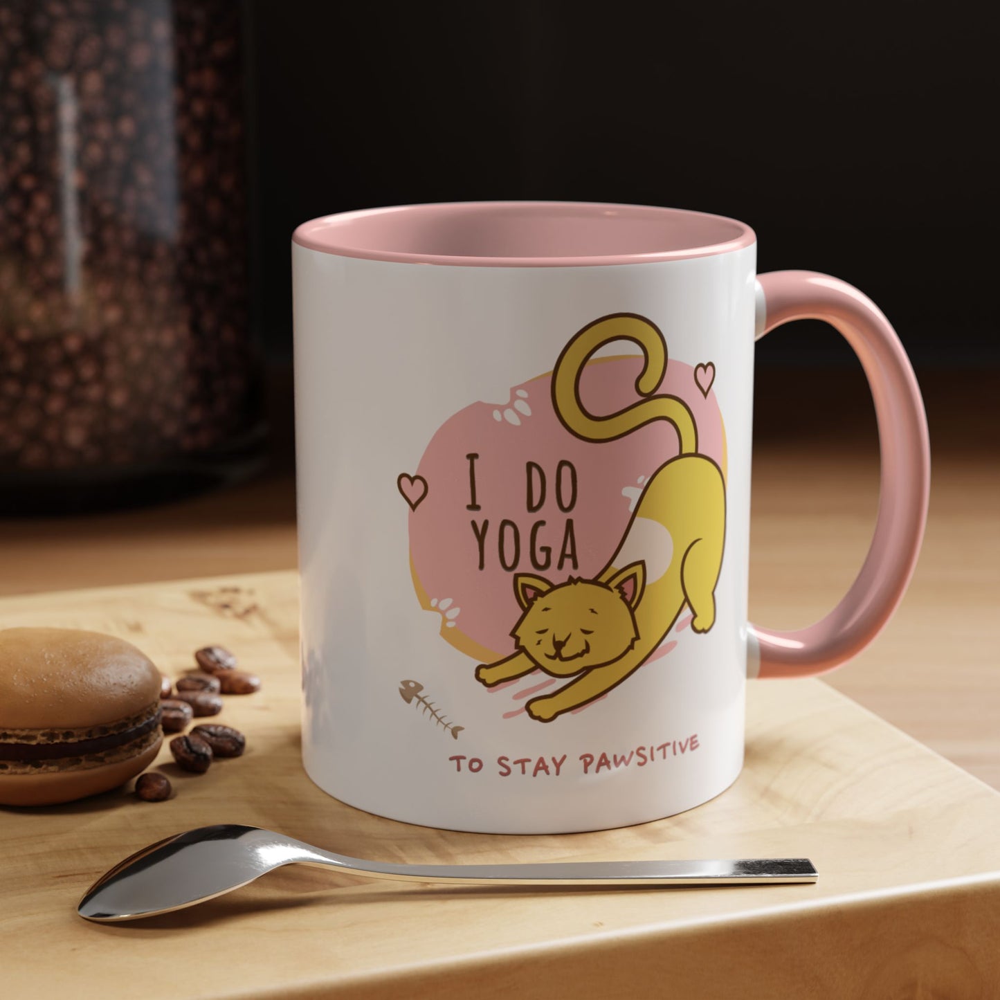 Pawsitive Vibes Coffee Mug - For Cat Lovers, Yoga Enthusiasts, Gift for Friends, Home Decor, Fun Kitchenware