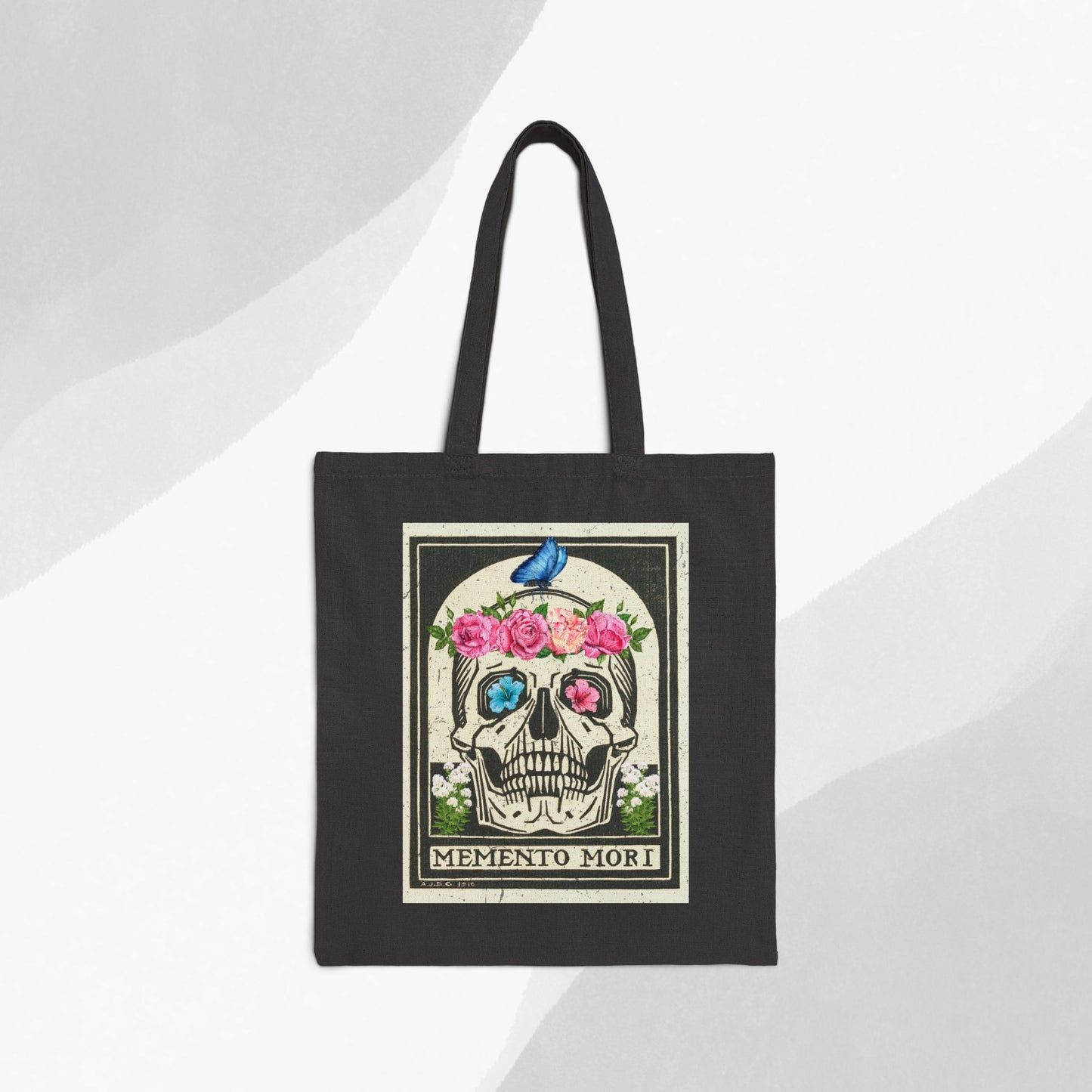 Memento Mori Floral Skull Tote Bag, Eco-Friendly Shopping Bag, Boho Chic Gift, Reusable Market Tote, Stylish Carryall