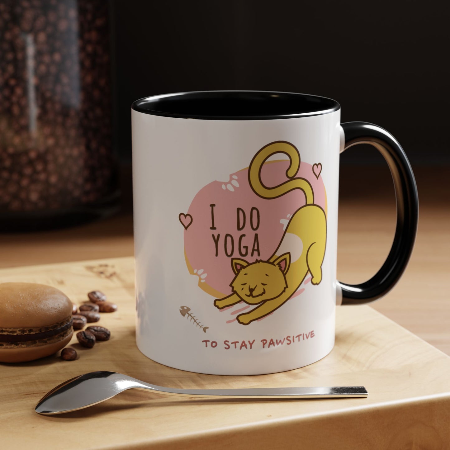 Pawsitive Vibes Coffee Mug - For Cat Lovers, Yoga Enthusiasts, Gift for Friends, Home Decor, Fun Kitchenware
