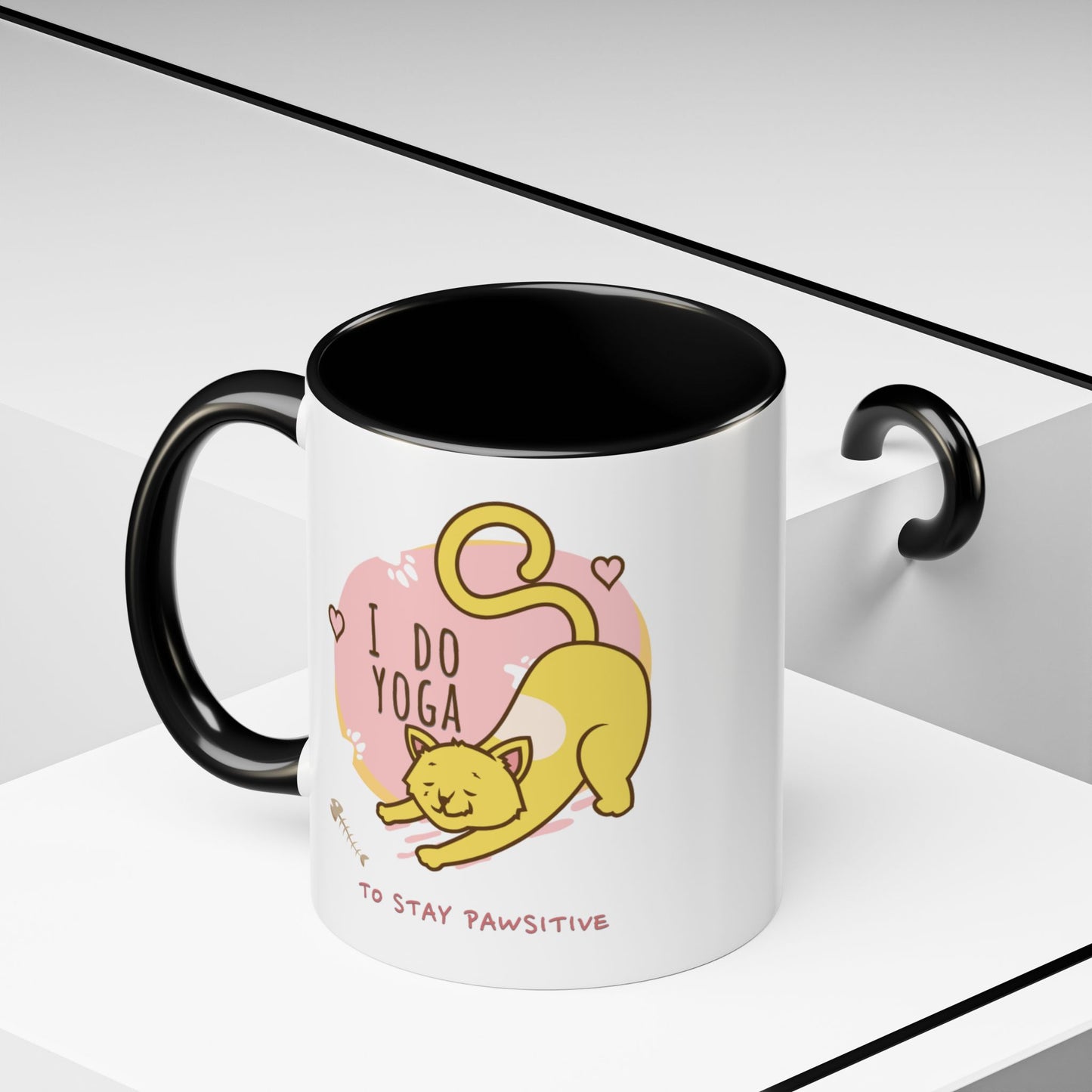 Pawsitive Vibes Coffee Mug - For Cat Lovers, Yoga Enthusiasts, Gift for Friends, Home Decor, Fun Kitchenware